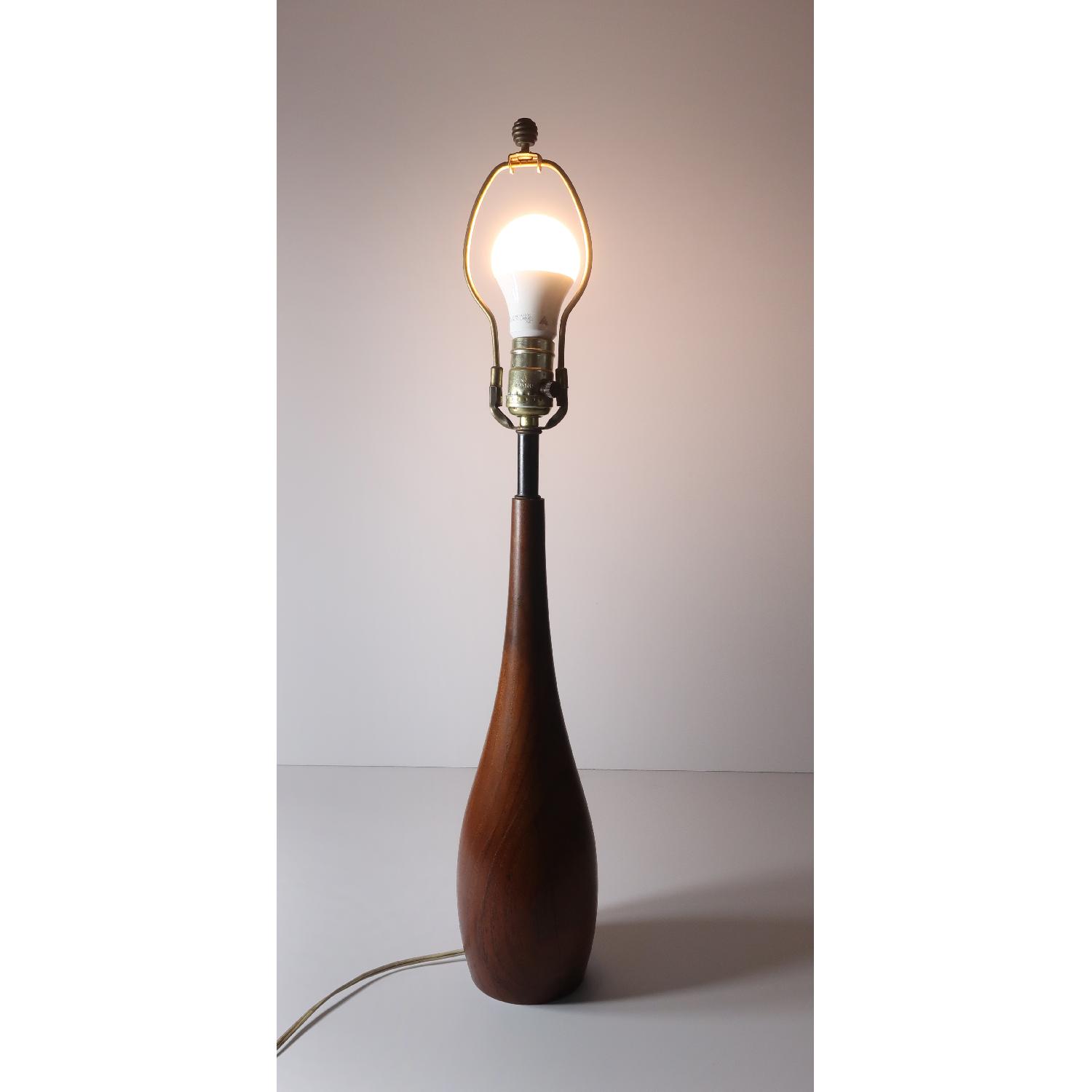 Danish Modern Turned Teak Table Lamp - image-1