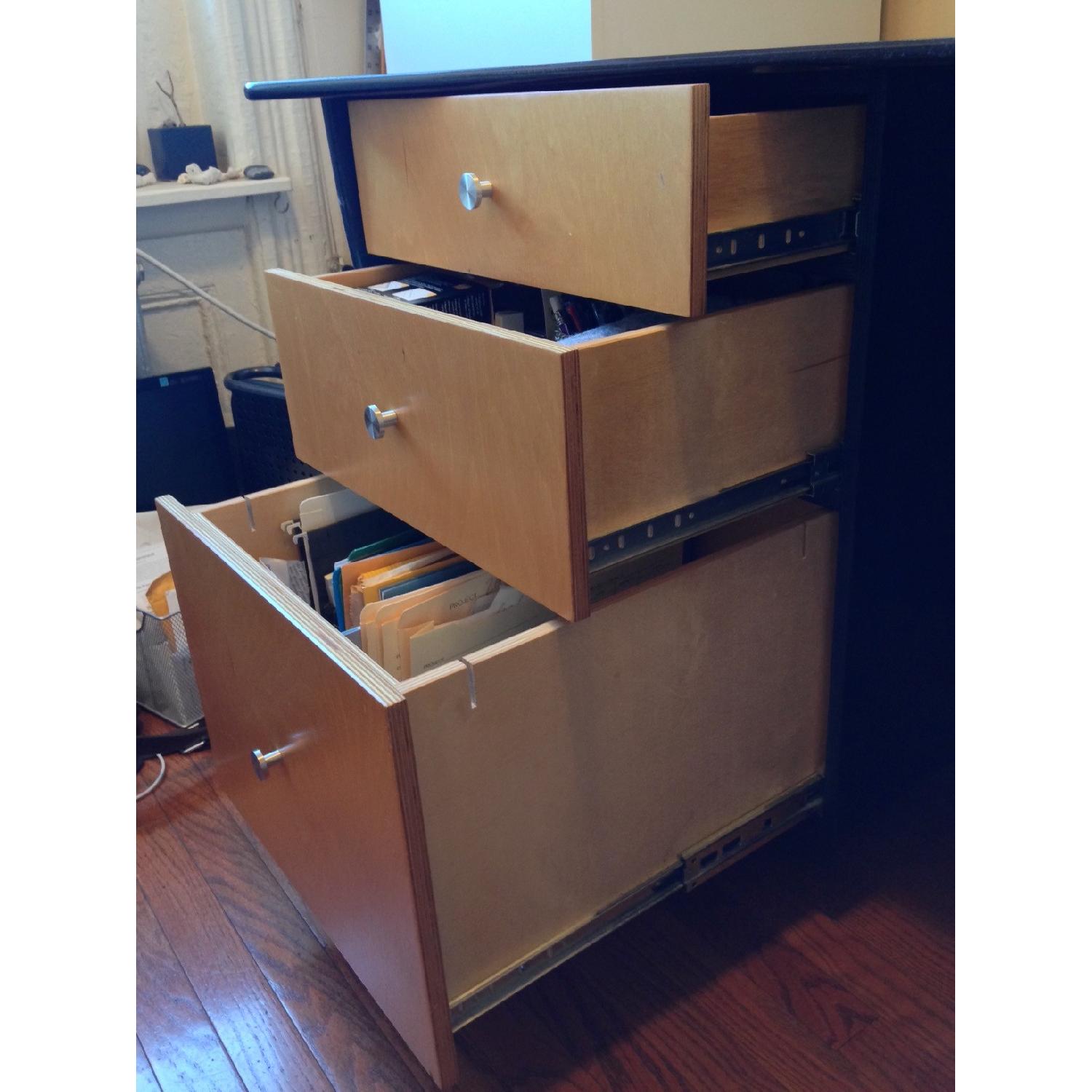 Modern Wooden Curved Top Desk in Blue Wood Stain - image-4