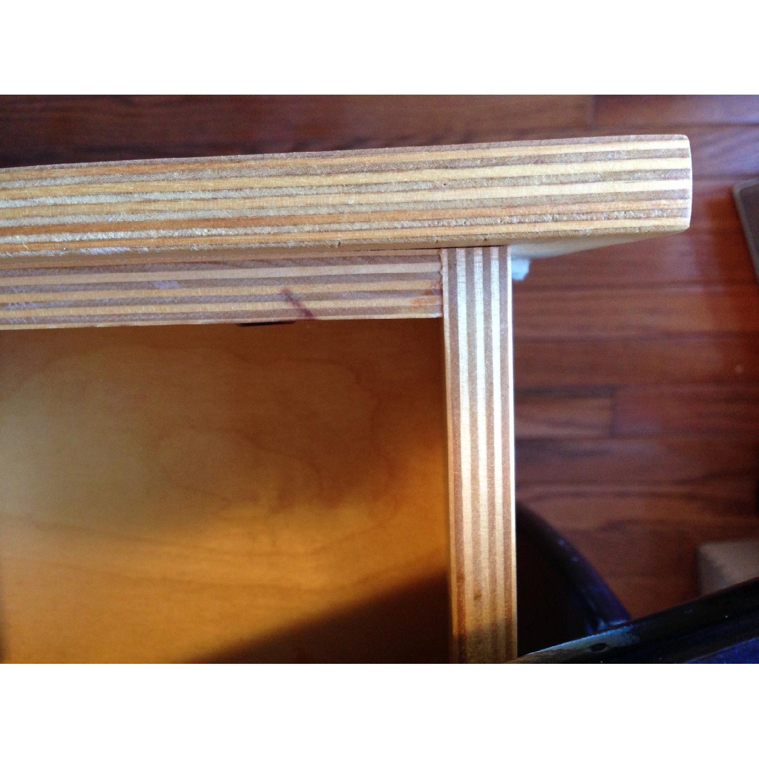 Modern Wooden Curved Top Desk in Blue Wood Stain - image-5