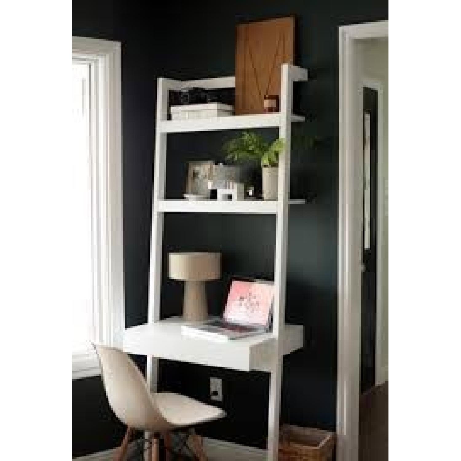 Crate & Barrel Sawyer White Leaning Desk AptDeco