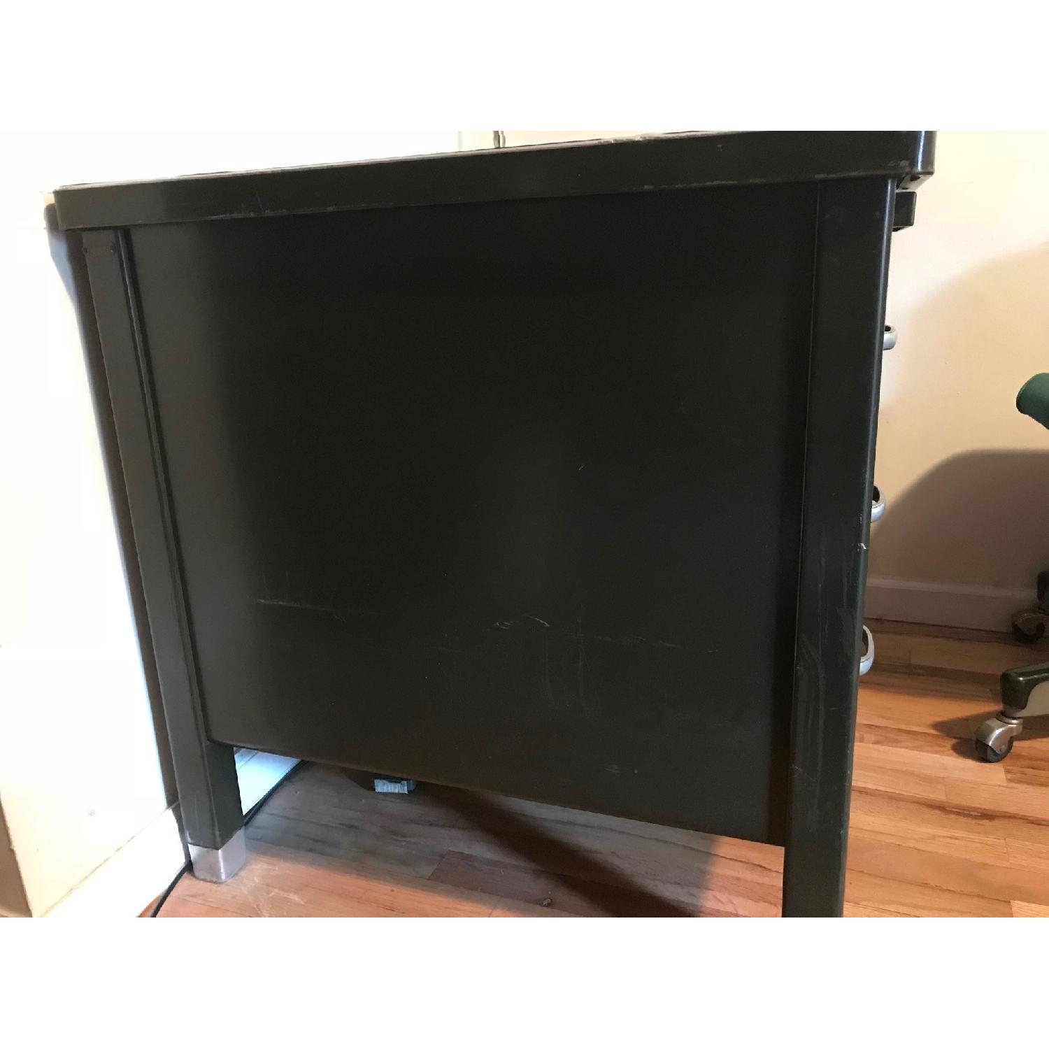 Vintage Mid Century Steel Green Tanker Industrial Desk - image-1