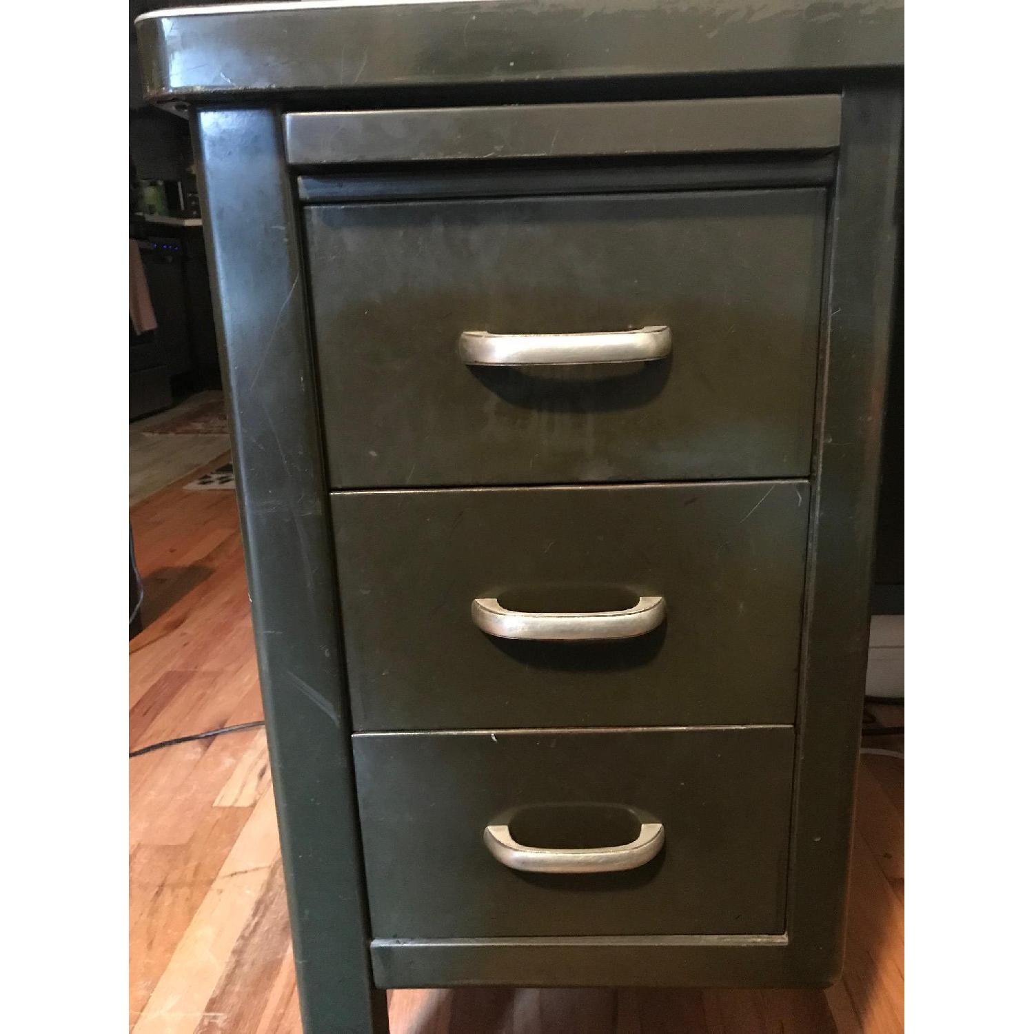 Vintage Mid Century Steel Green Tanker Industrial Desk - image-2