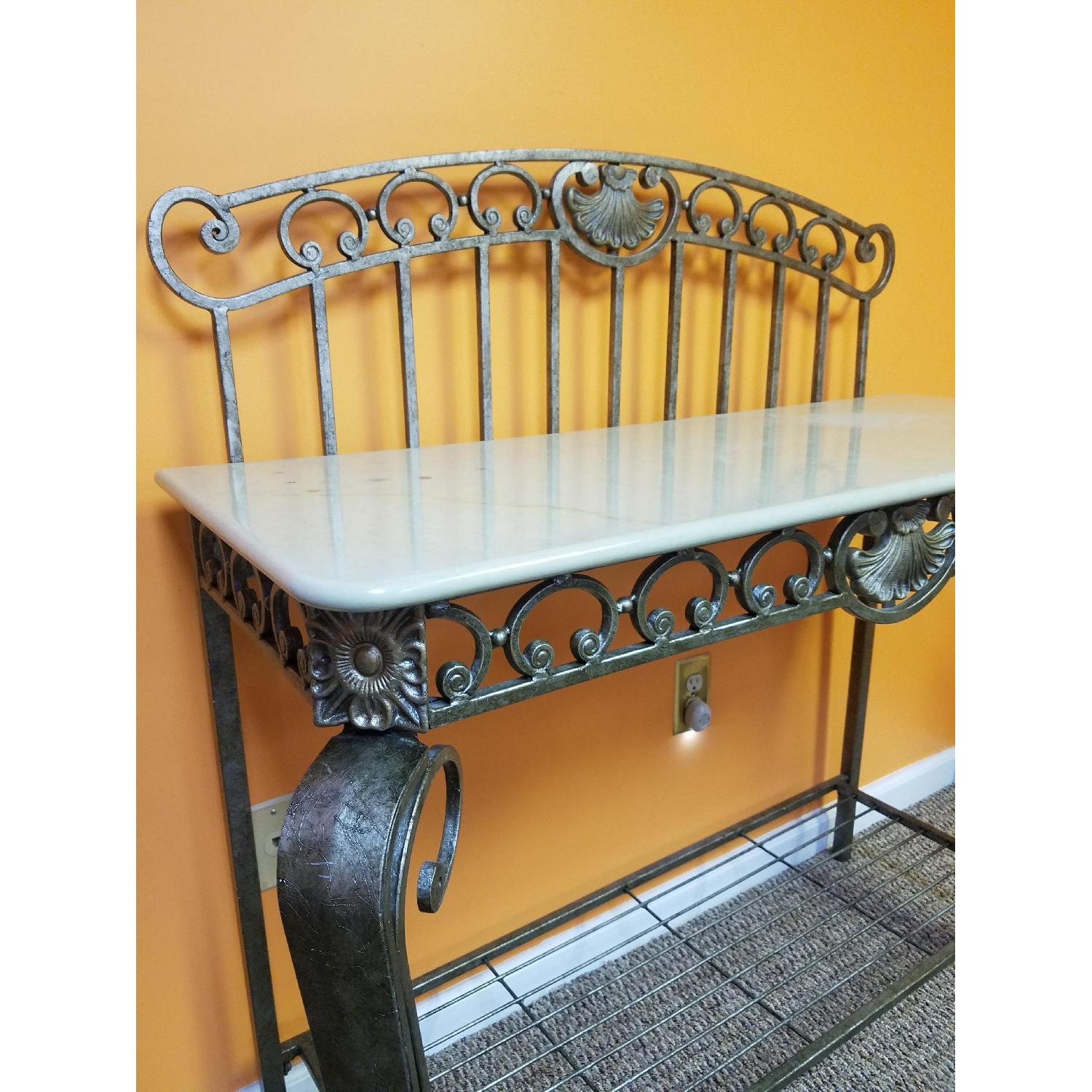 Wrought Iron & Marble Console Table - image-4