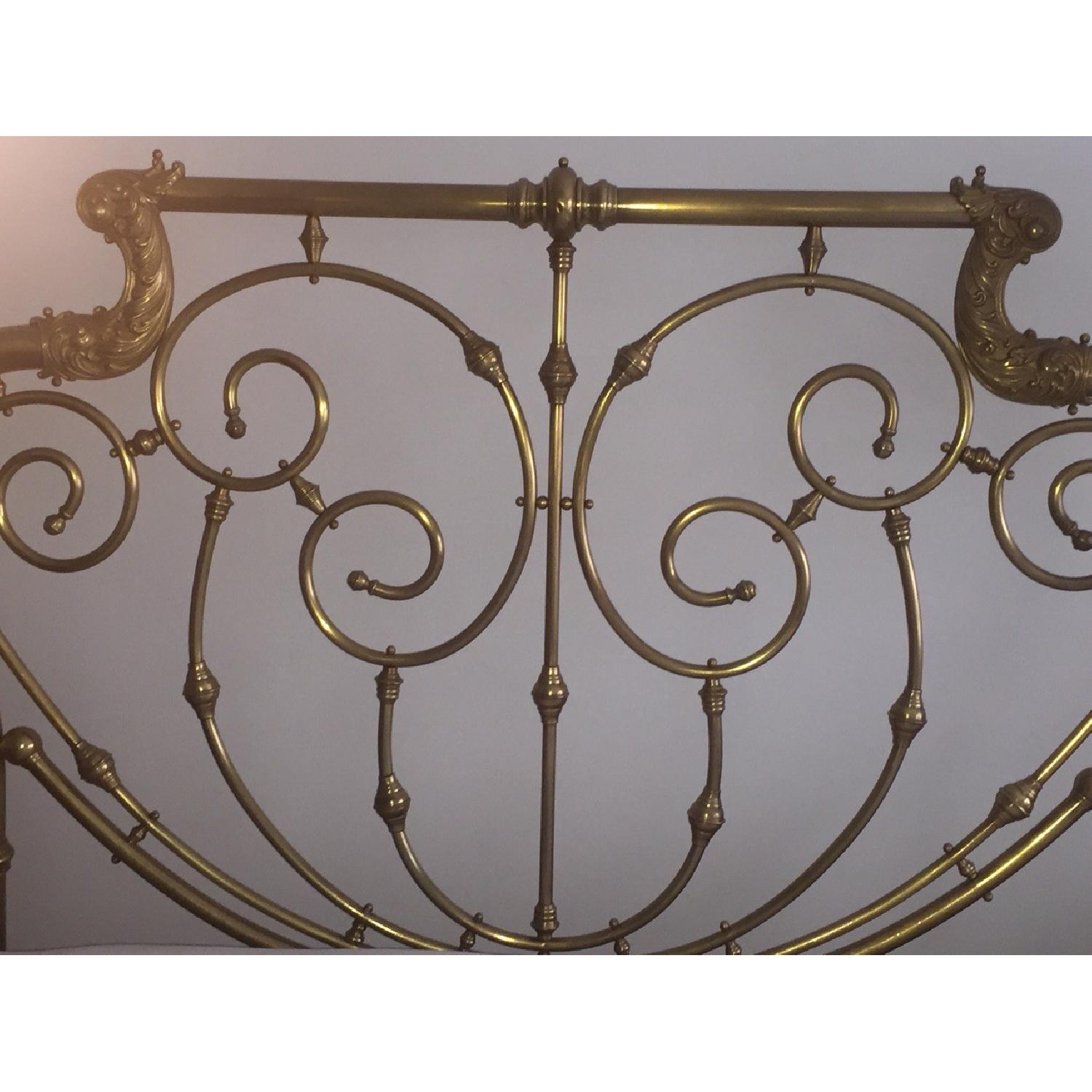 Antique Brass Queen Bed Frame w/ Headboard - image-2