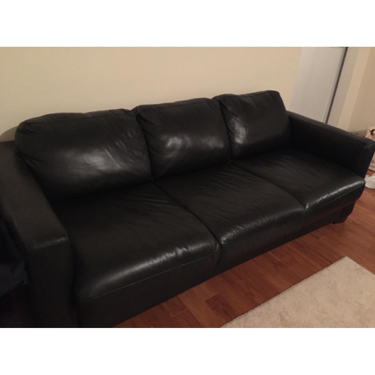 Black Leather Sleeper Sofa - image-1