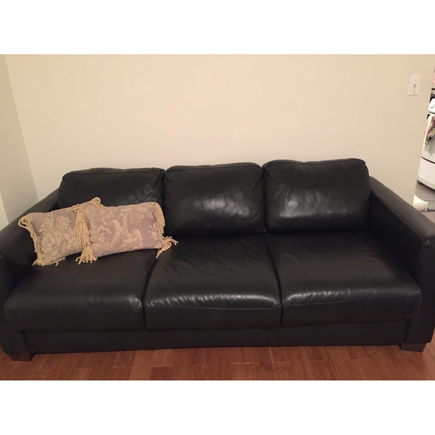 Black Leather Sleeper Sofa - image-2