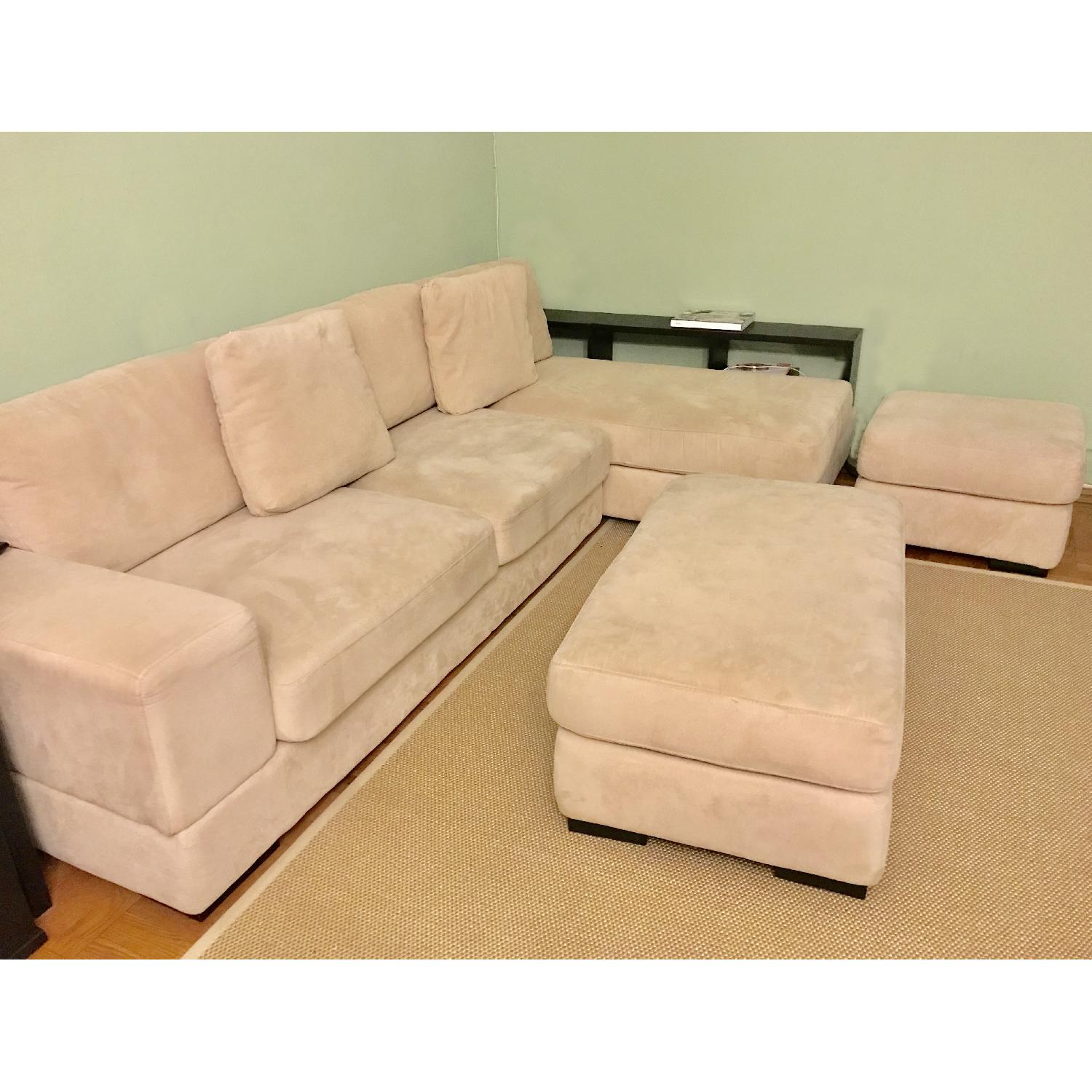 Custom Made Sectional Sofa w/ Built in Shelf - image-2