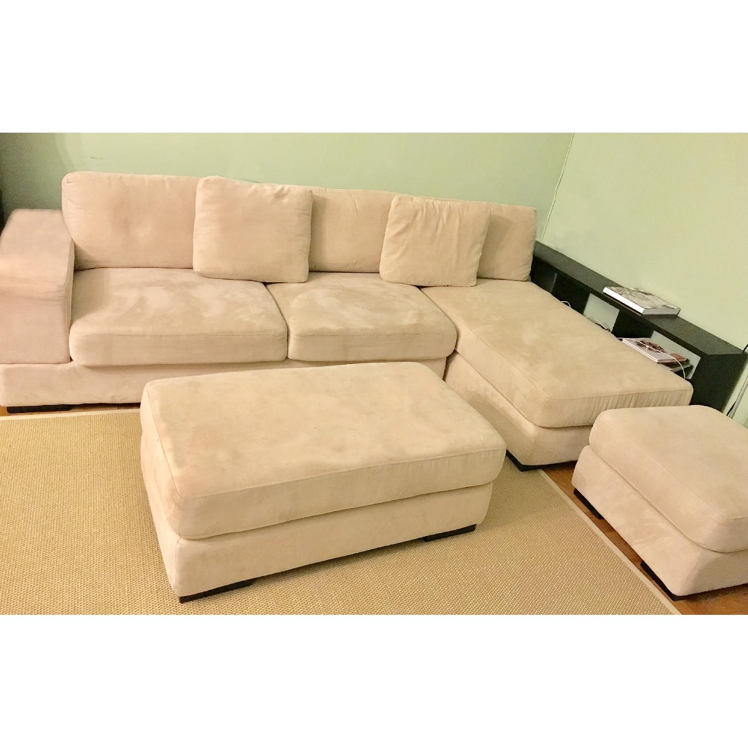 Custom Made Sectional Sofa w/ Built in Shelf - image-3