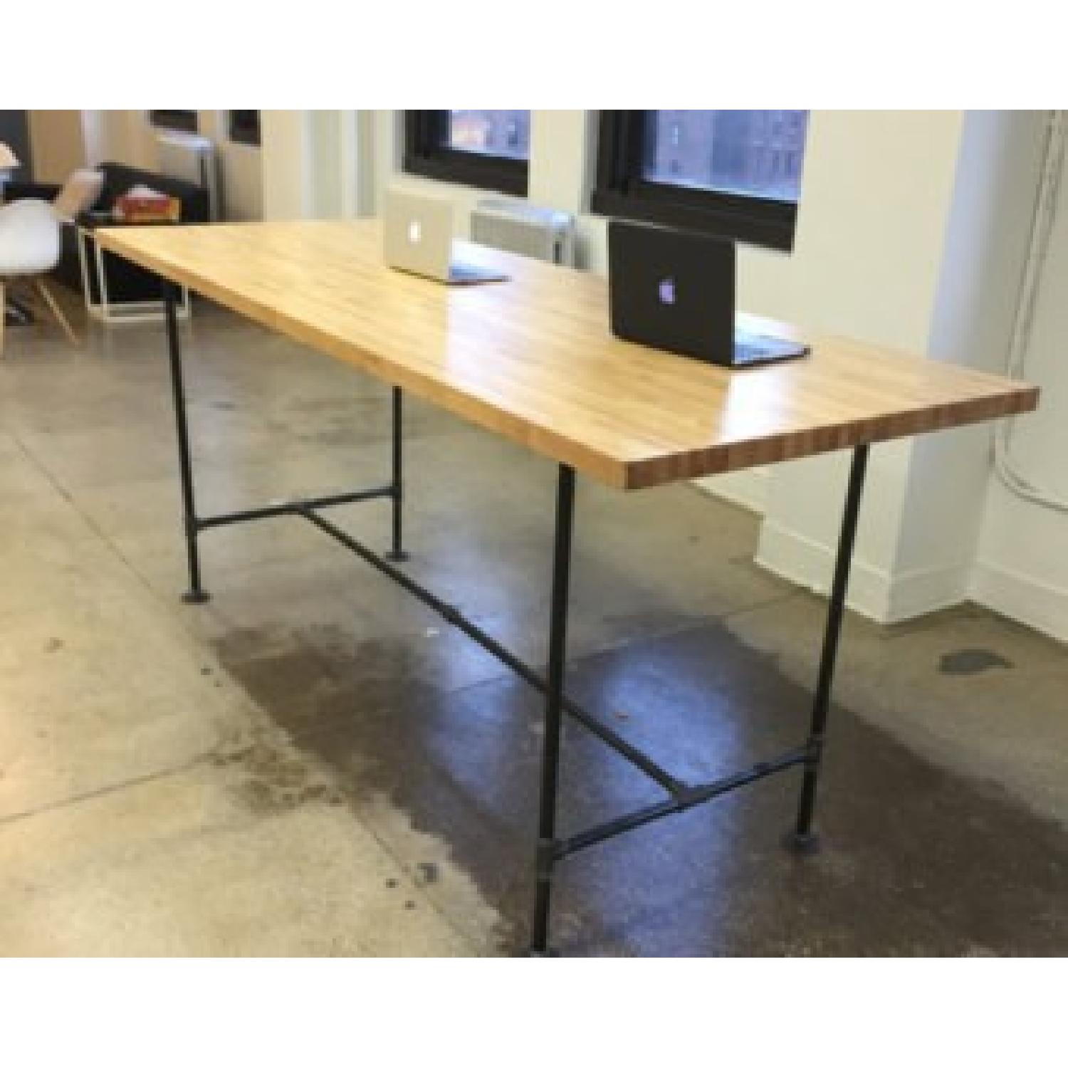 Minimal Maple Butcher Block Pipe Standing Desk - image-1