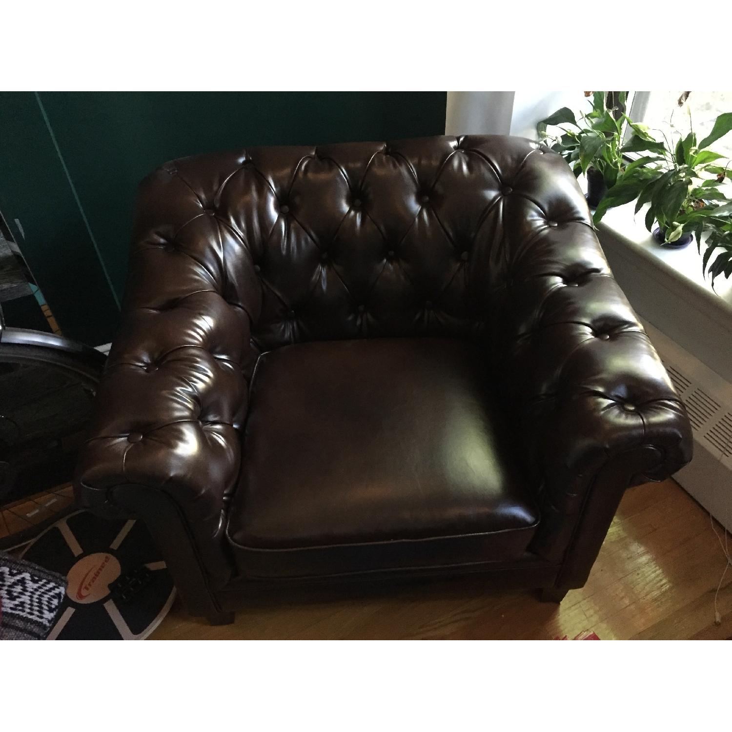 Pier 1 Kaede Walnut Brown Chesterfield Armchair - image-1