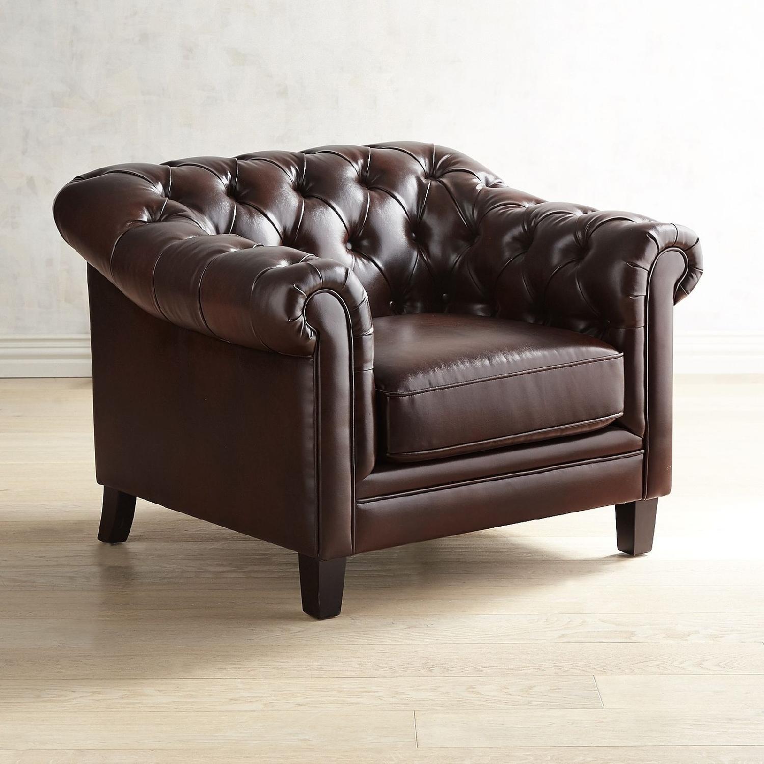 Pier 1 Kaede Walnut Brown Chesterfield Armchair - image-4