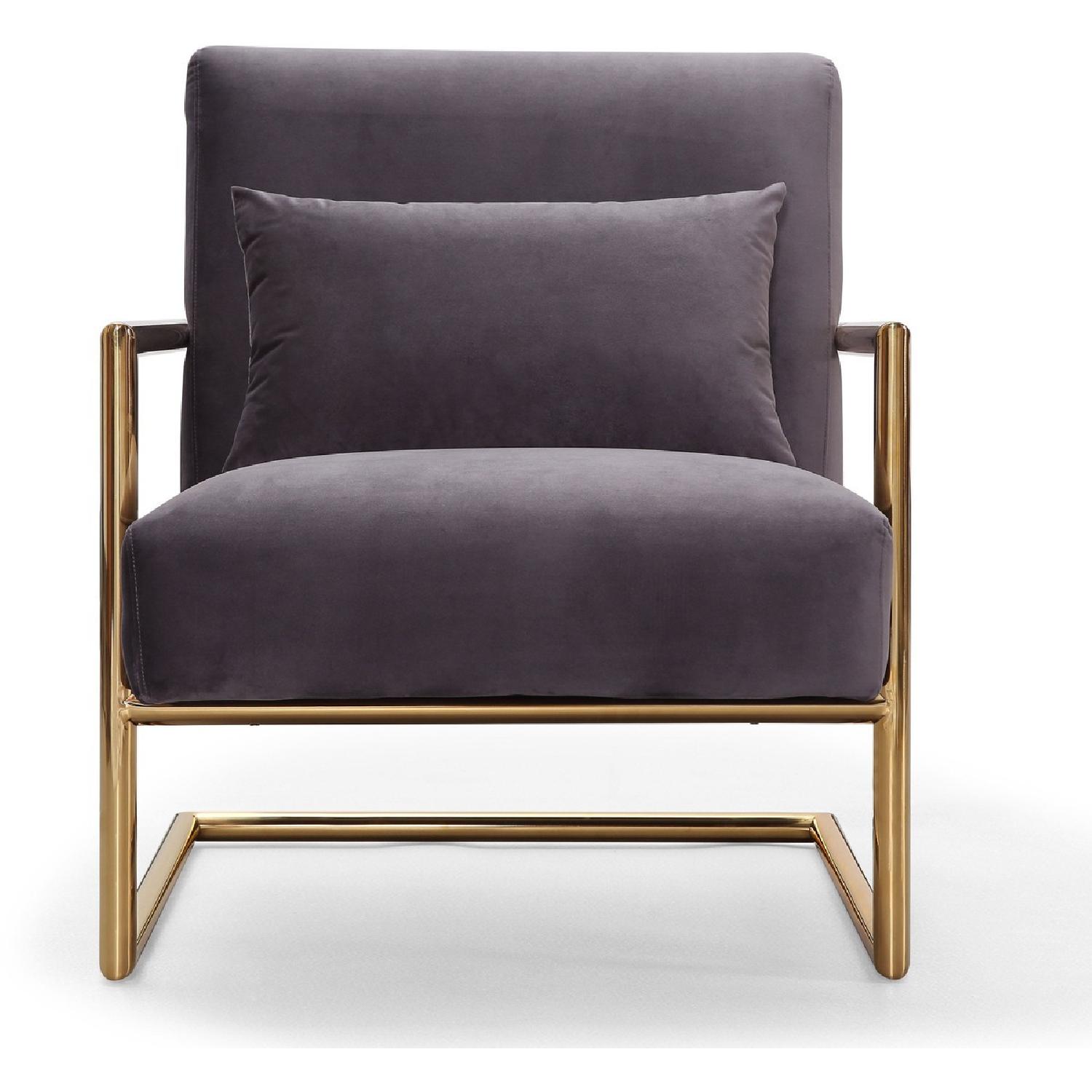 TOV Elle Grey Velvet Chair AptDeco