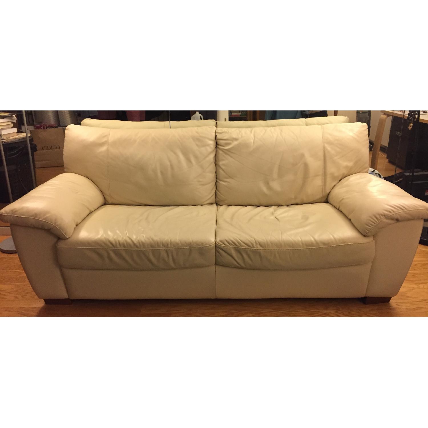Ikea Timsfors Beige Leather Sofa - image-1