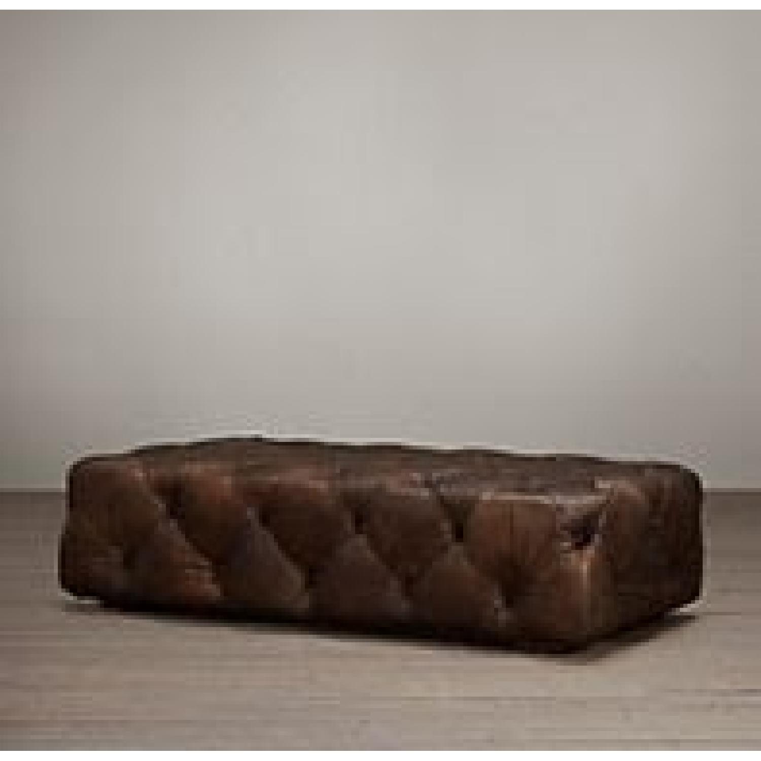 Restoration Hardware Soho Tufted Leather Ottoman - image-1
