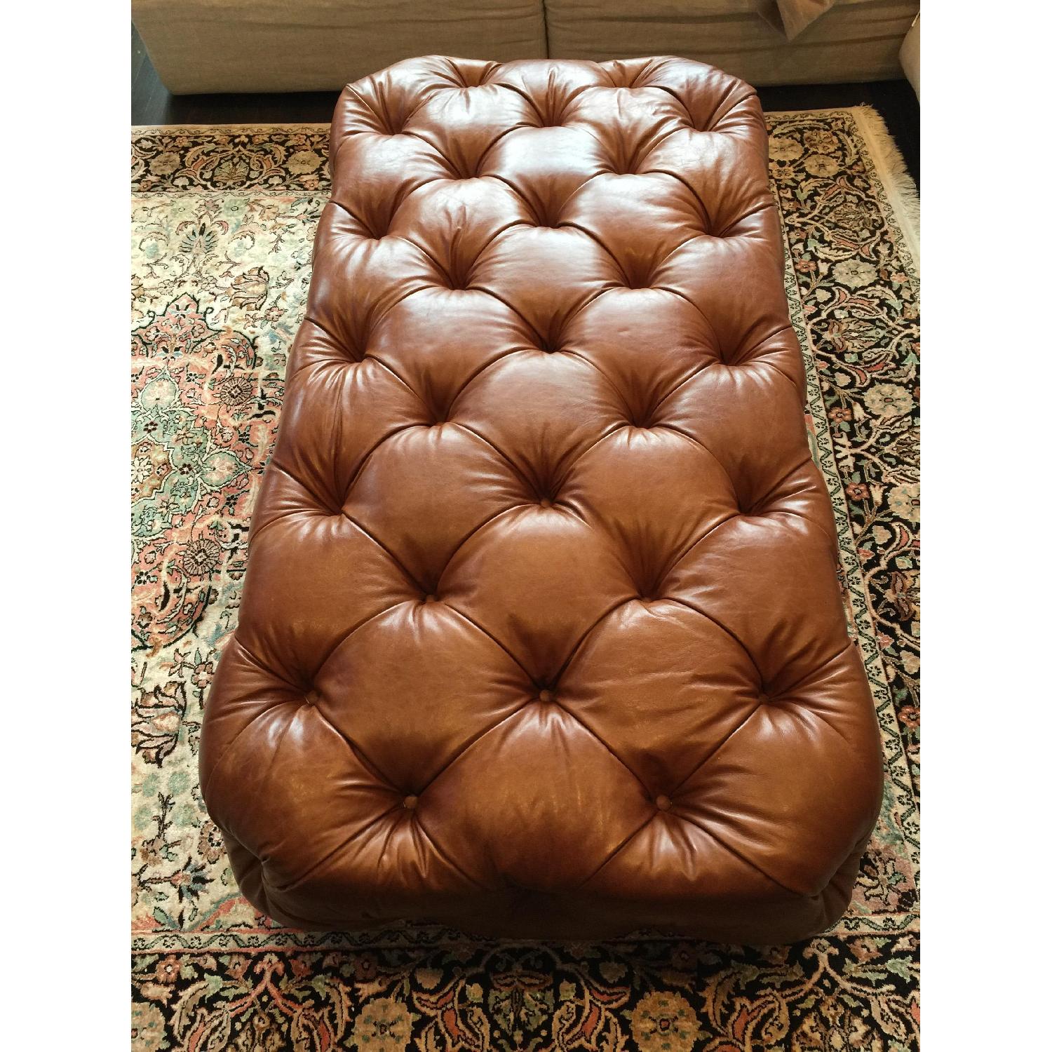Restoration Hardware Soho Tufted Leather Ottoman - image-2