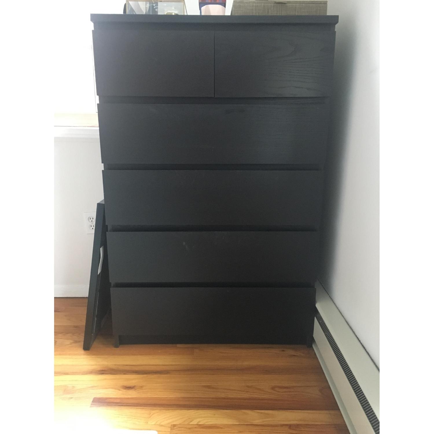Ikea Malm 6 Drawer Black Dresser - image-1