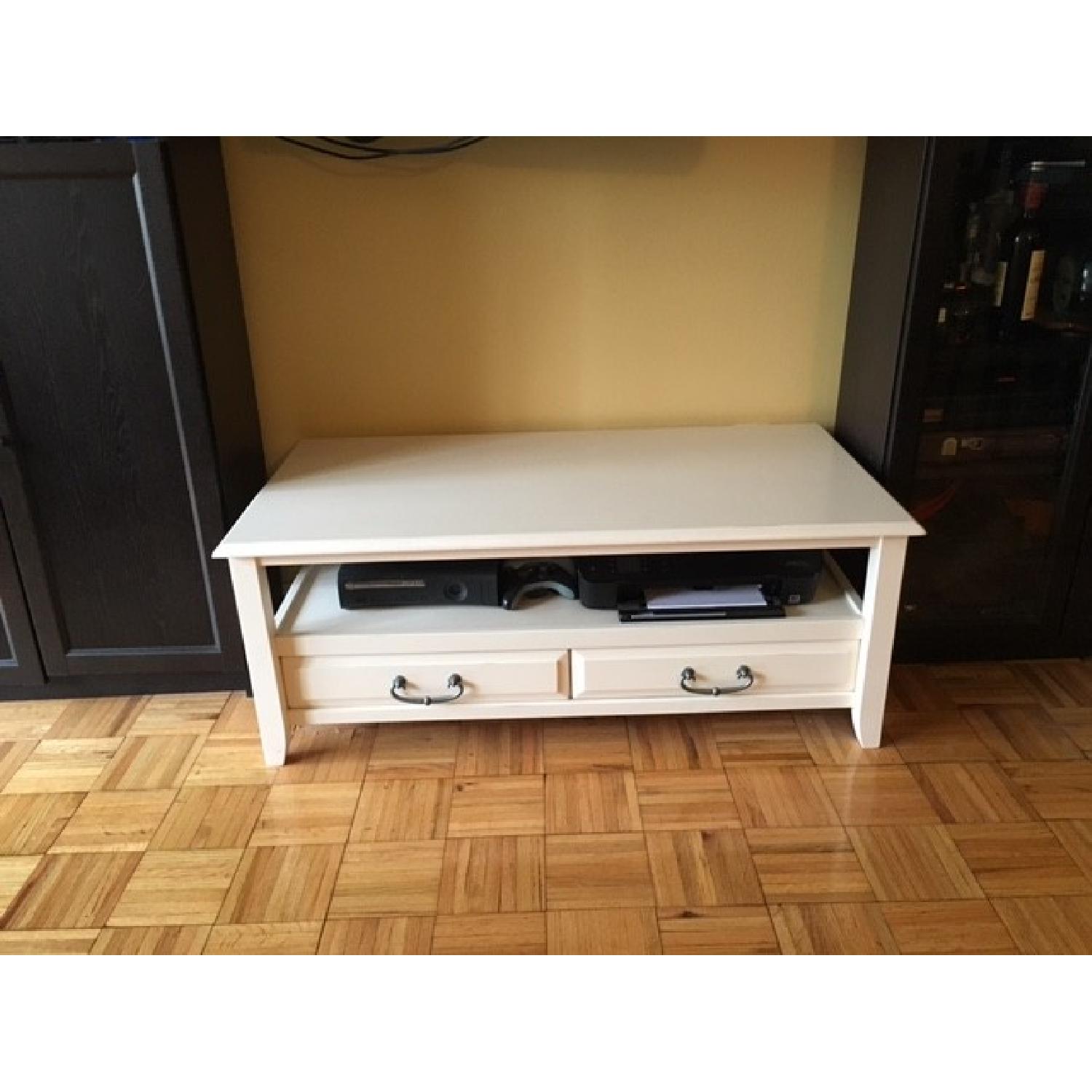 Pier 1 Antique White Coffee Table w/ Pull Handles - image-3