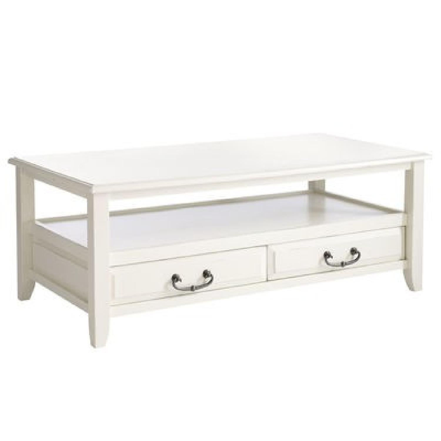 Pier 1 Antique White Coffee Table w/ Pull Handles - image-0