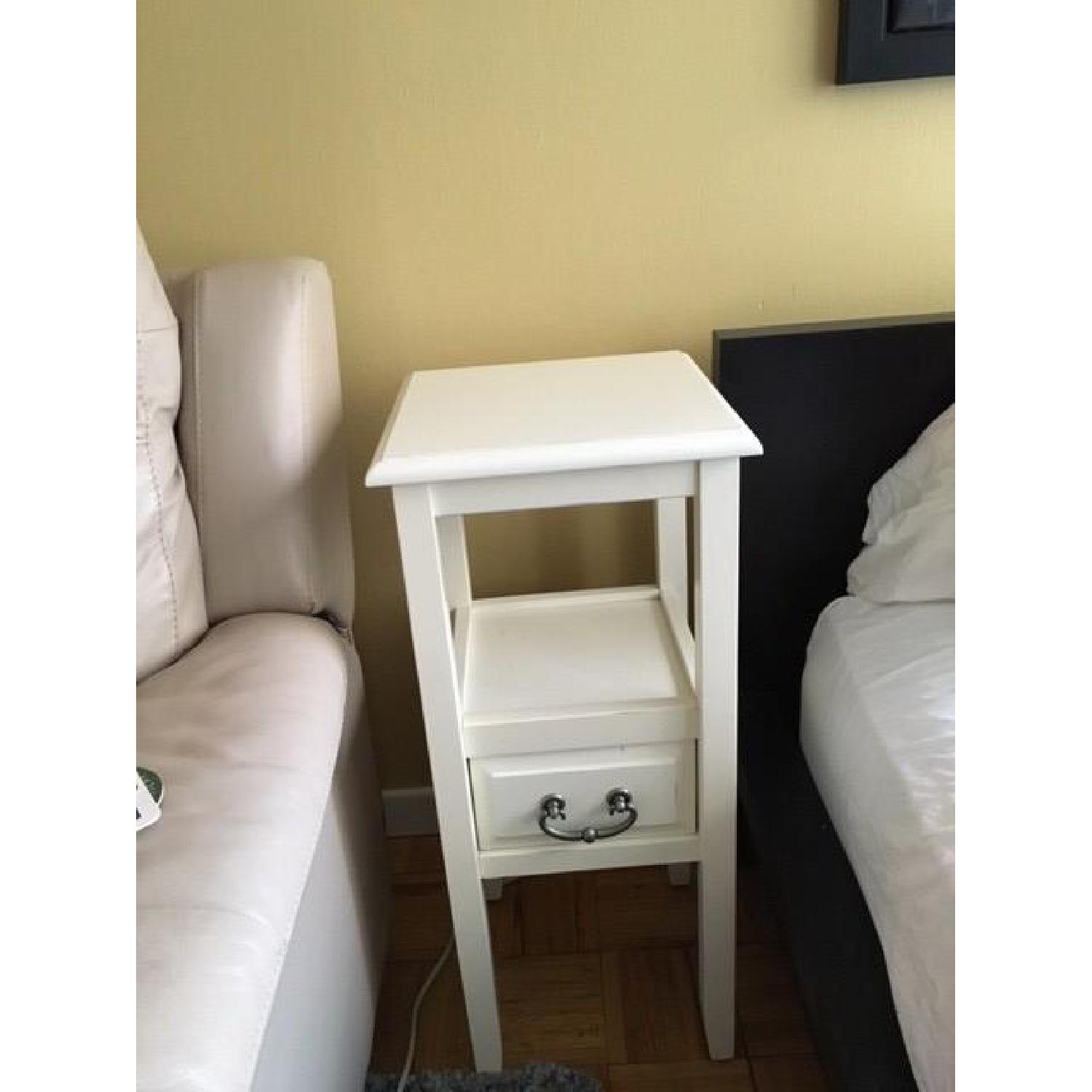 Pier 1 Antique White Pedestal Table w/ Pull Handles - image-2