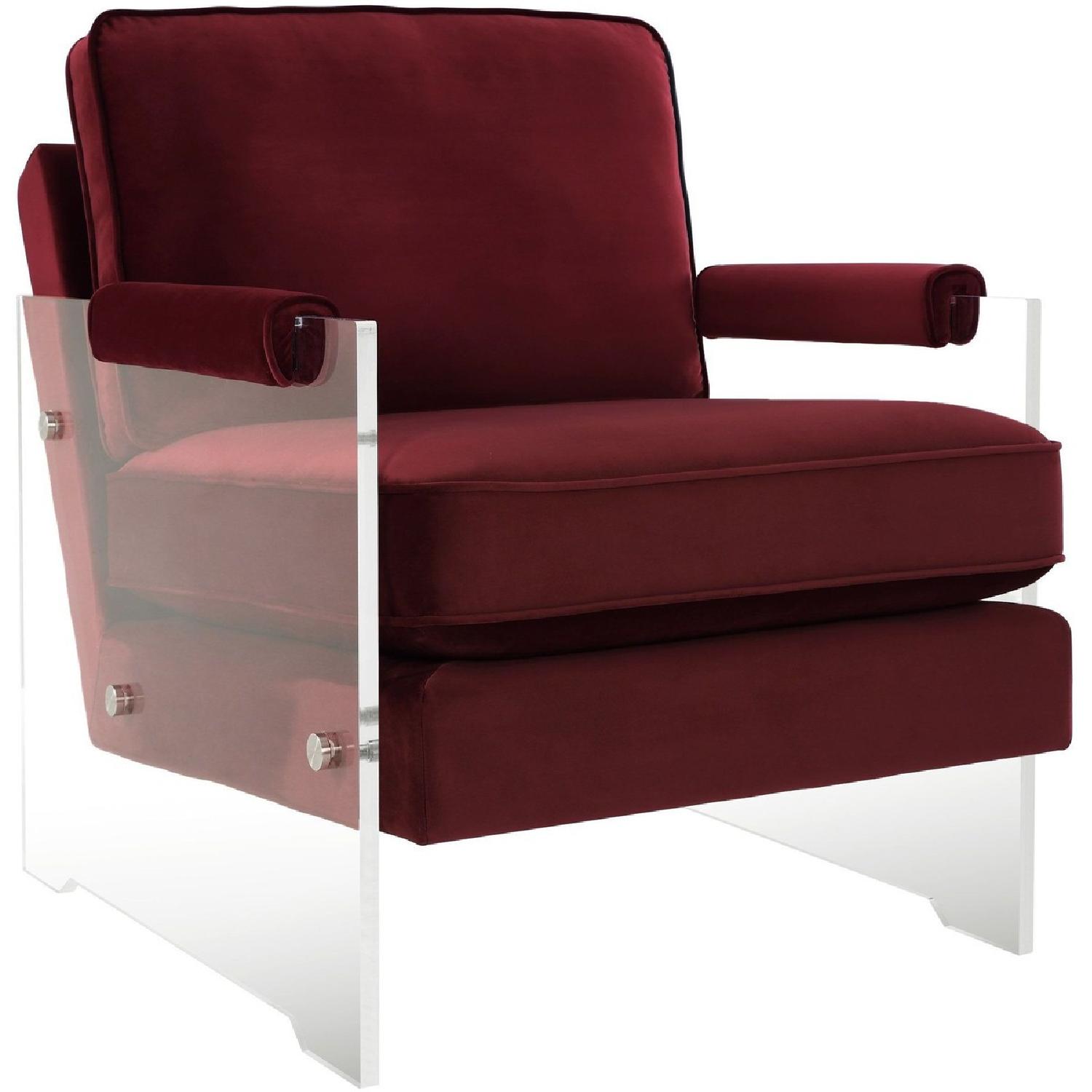 TOV Serena Burgundy Velvet/Lucite Chair - image-1