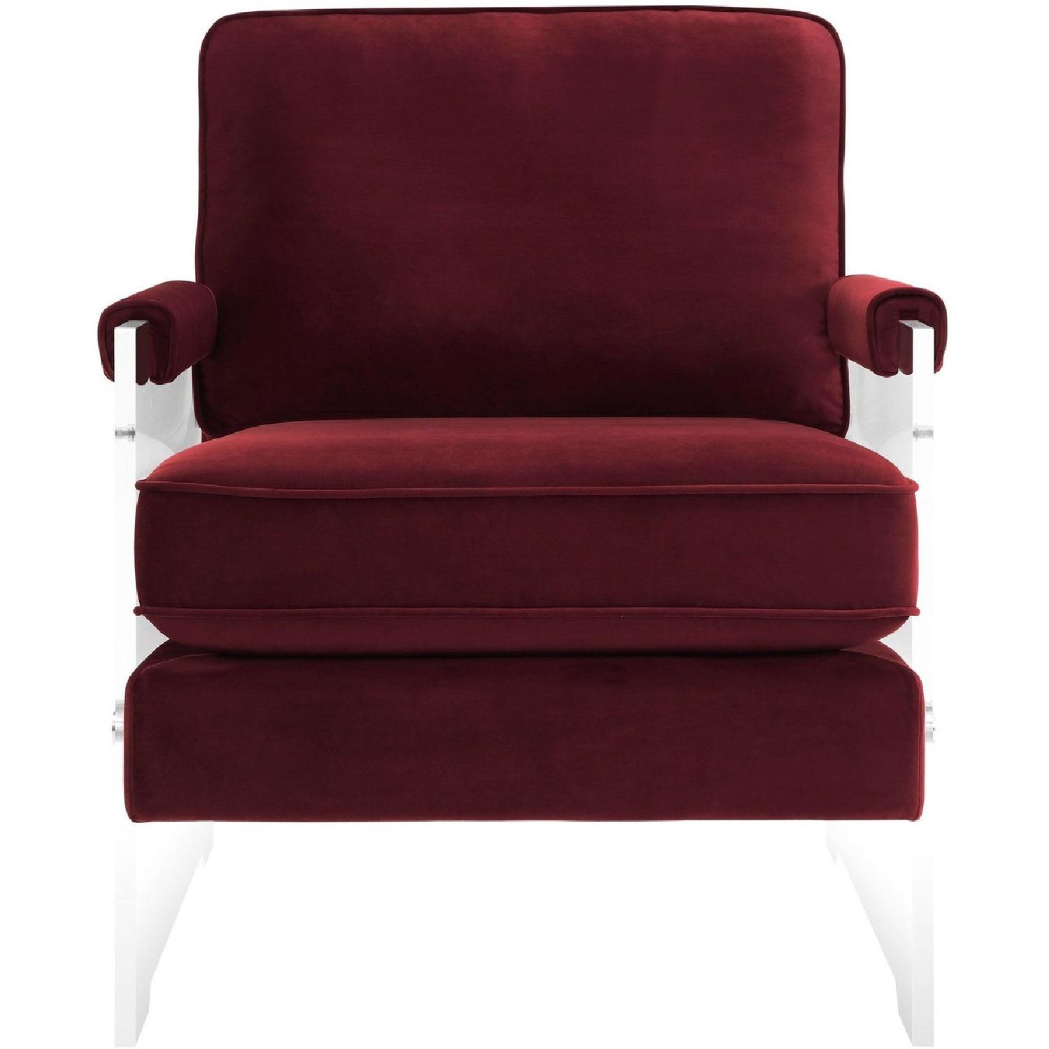 TOV Serena Burgundy Velvet/Lucite Chair - image-2