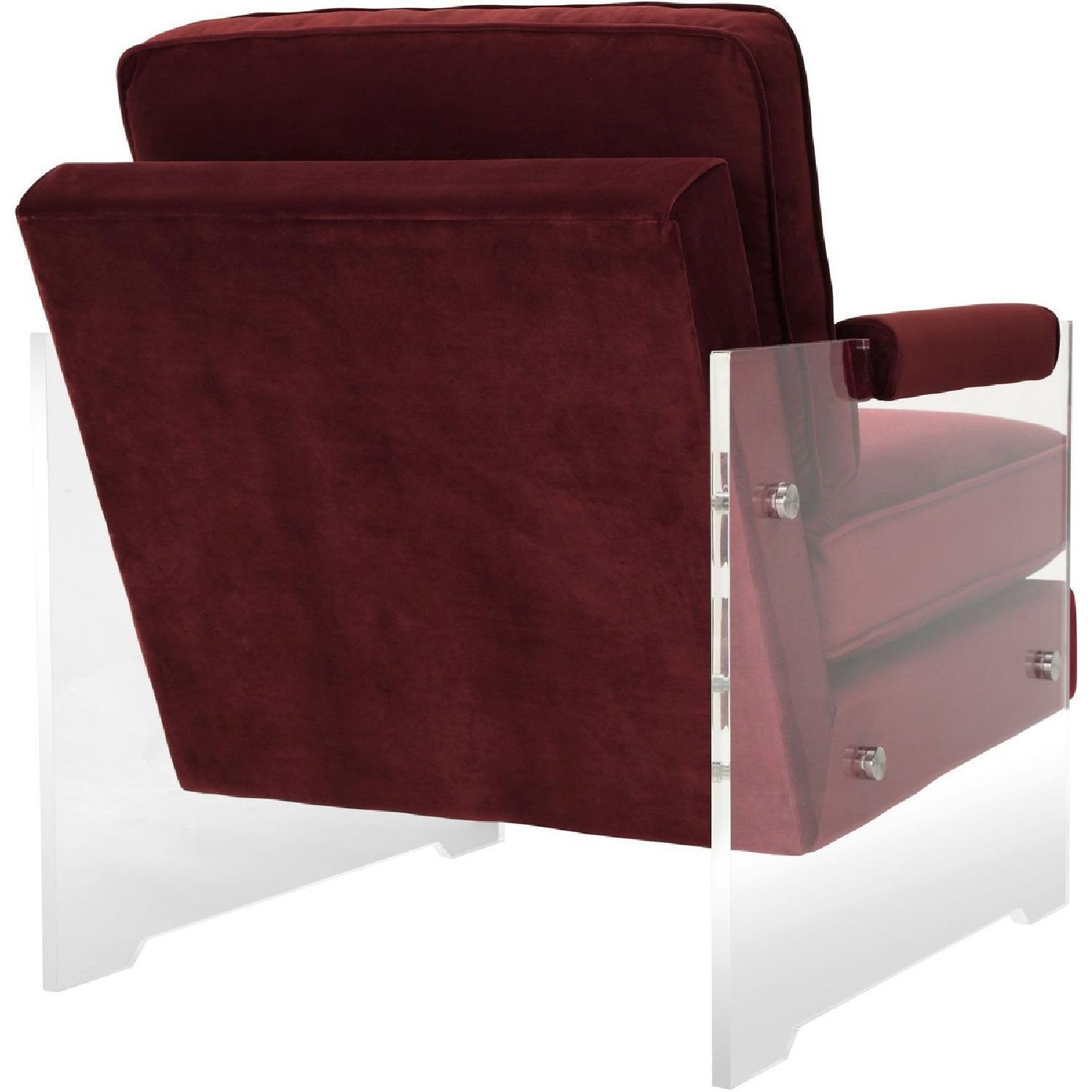 TOV Serena Burgundy Velvet/Lucite Chair - image-4