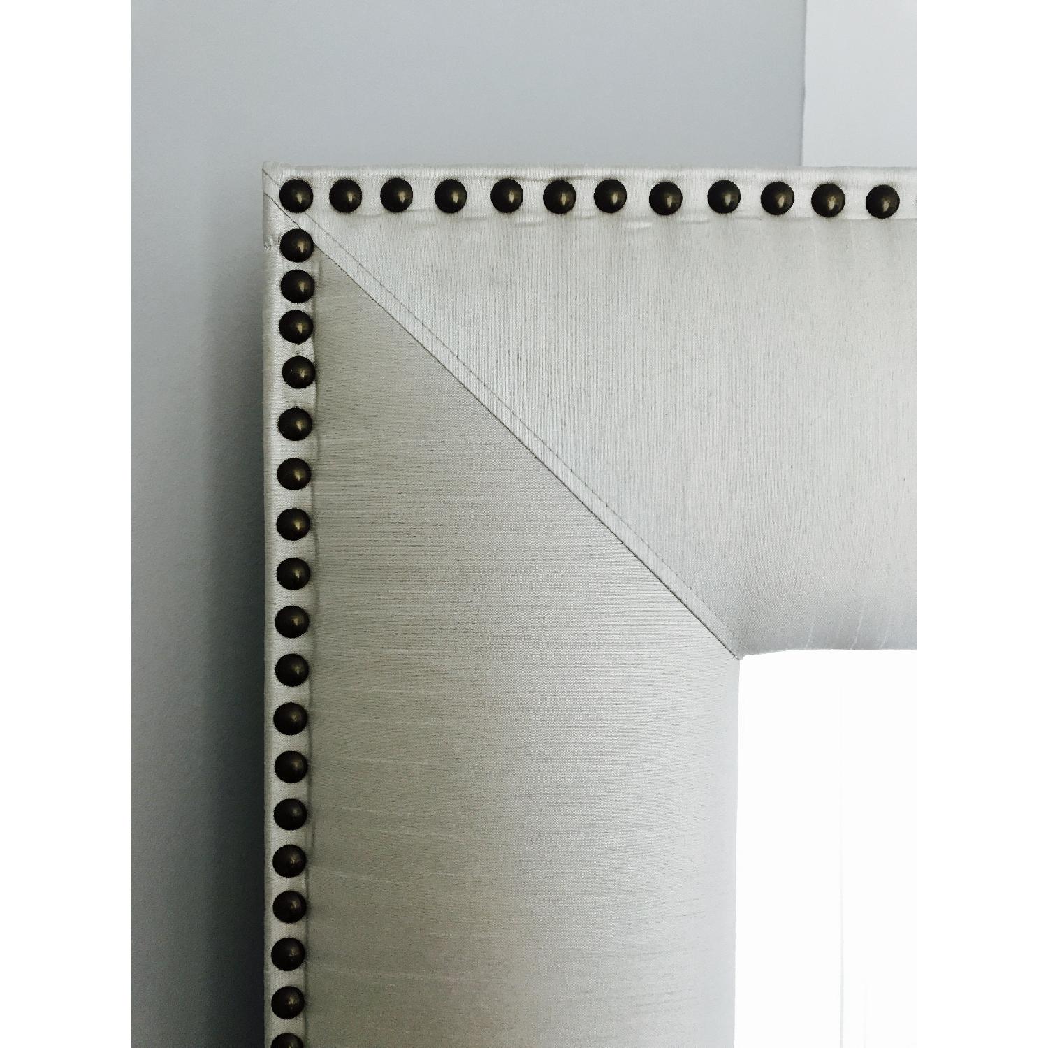 Linen Wrapped Mirror w/ Nailhead Trim - image-2