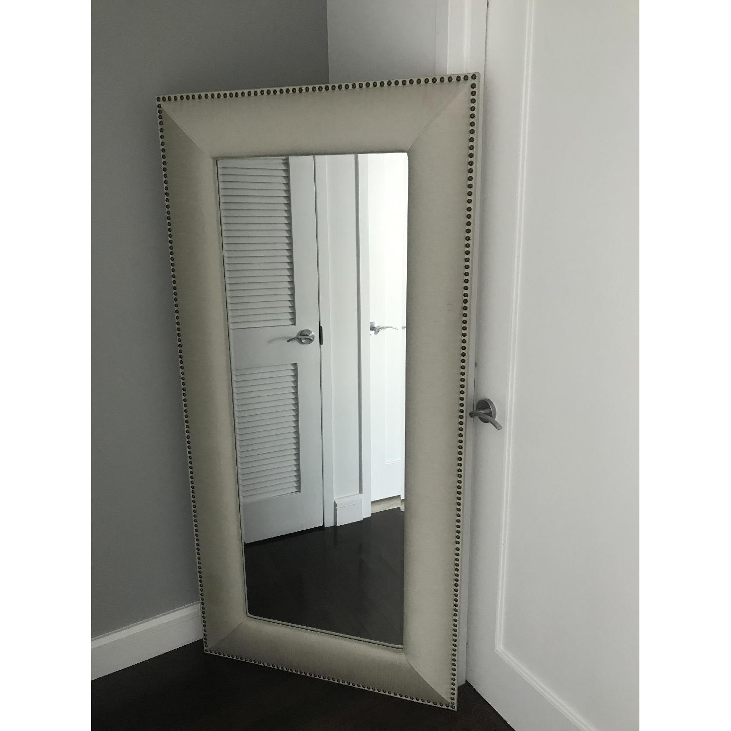 Linen Wrapped Mirror w/ Nailhead Trim - image-3
