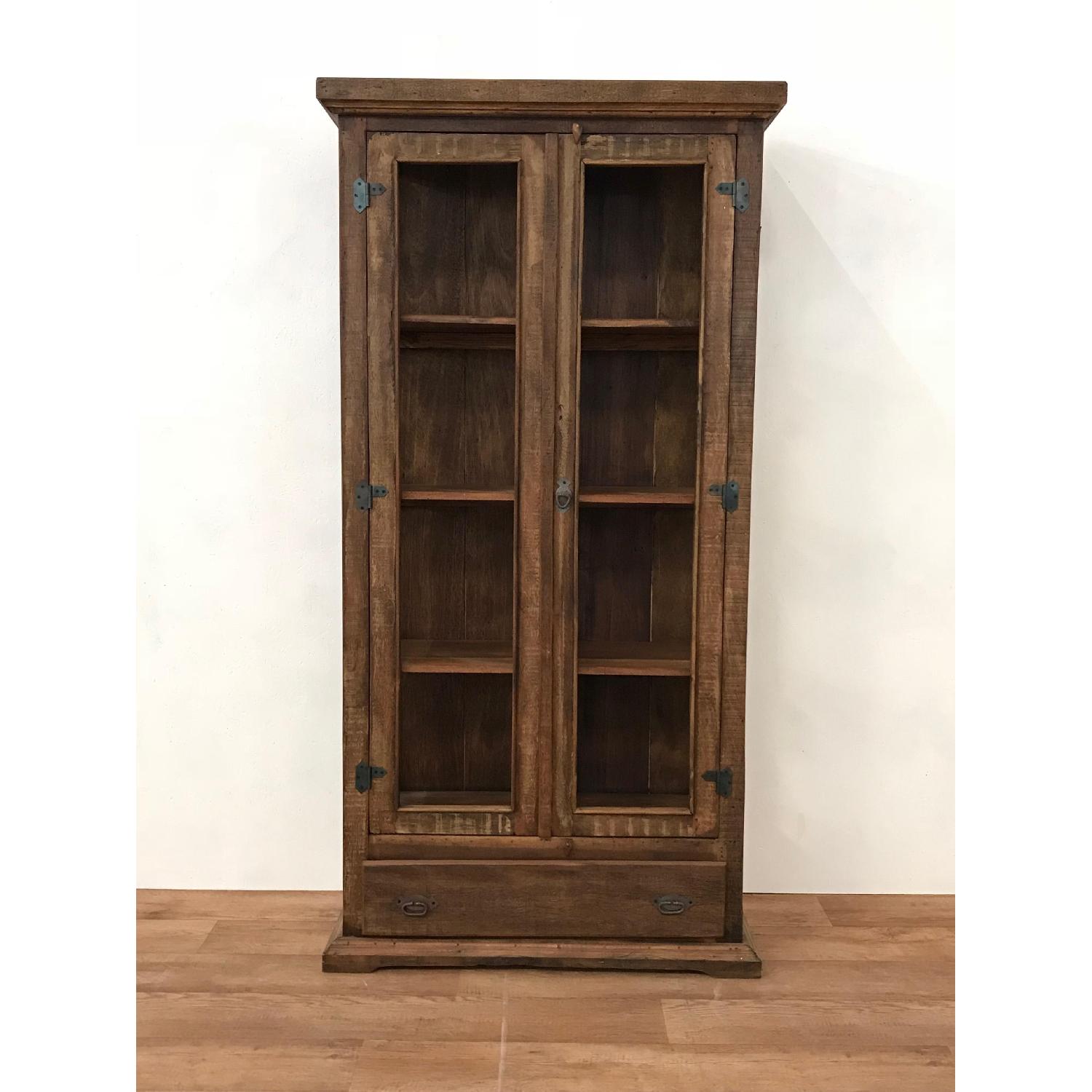 Reclaimed Wood & Glass Vitrine Display Cabinet - image-3