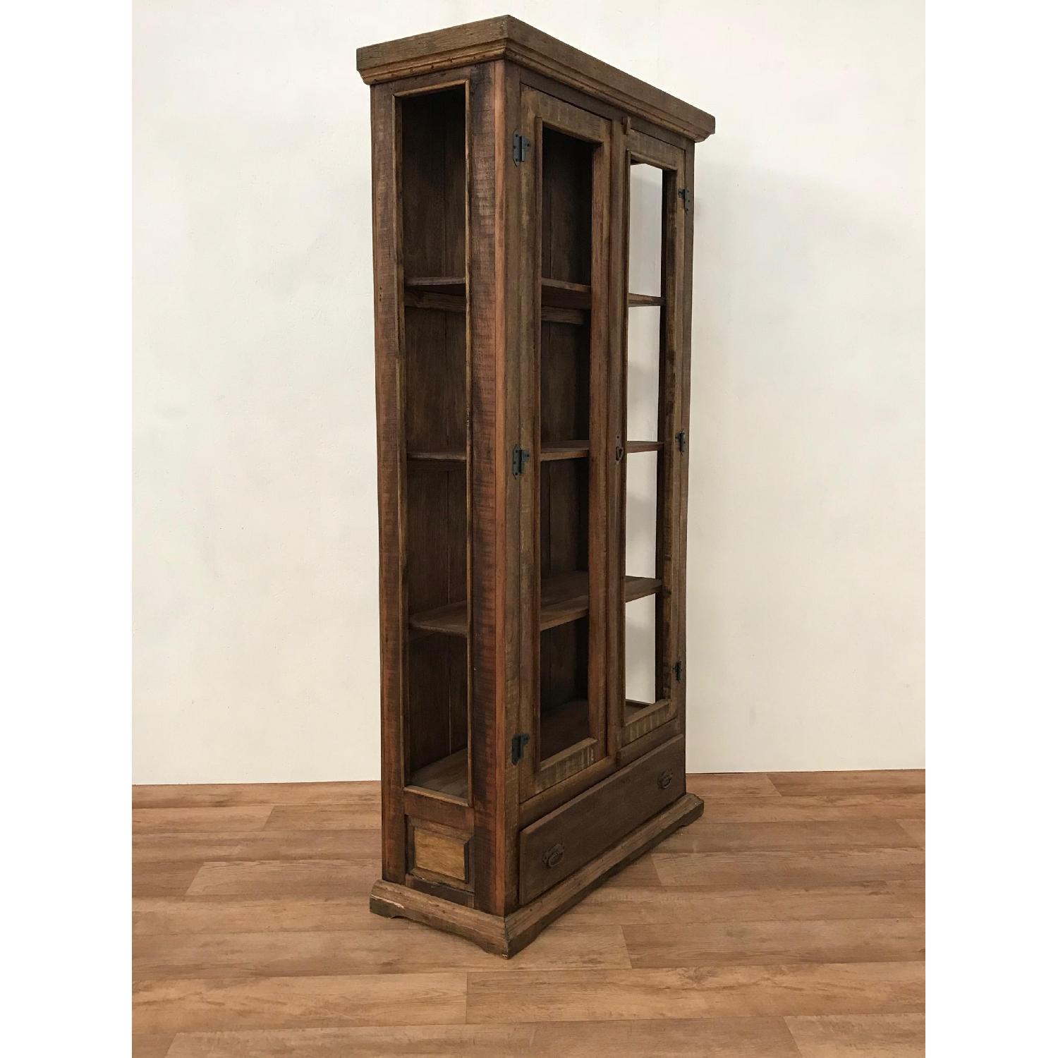 Reclaimed Wood & Glass Vitrine Display Cabinet - image-4