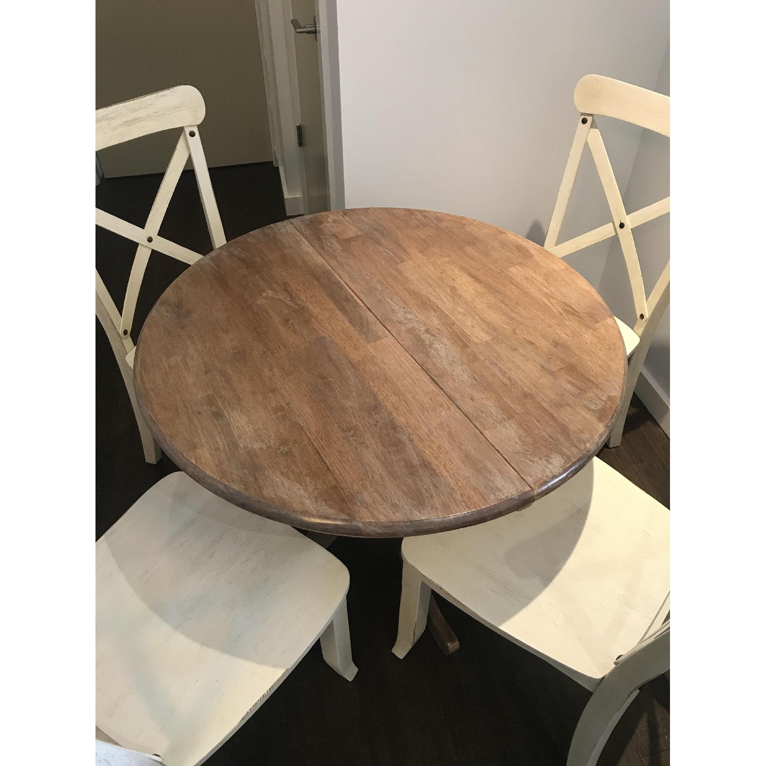 Distressed Wood Pedestal Table - image-2