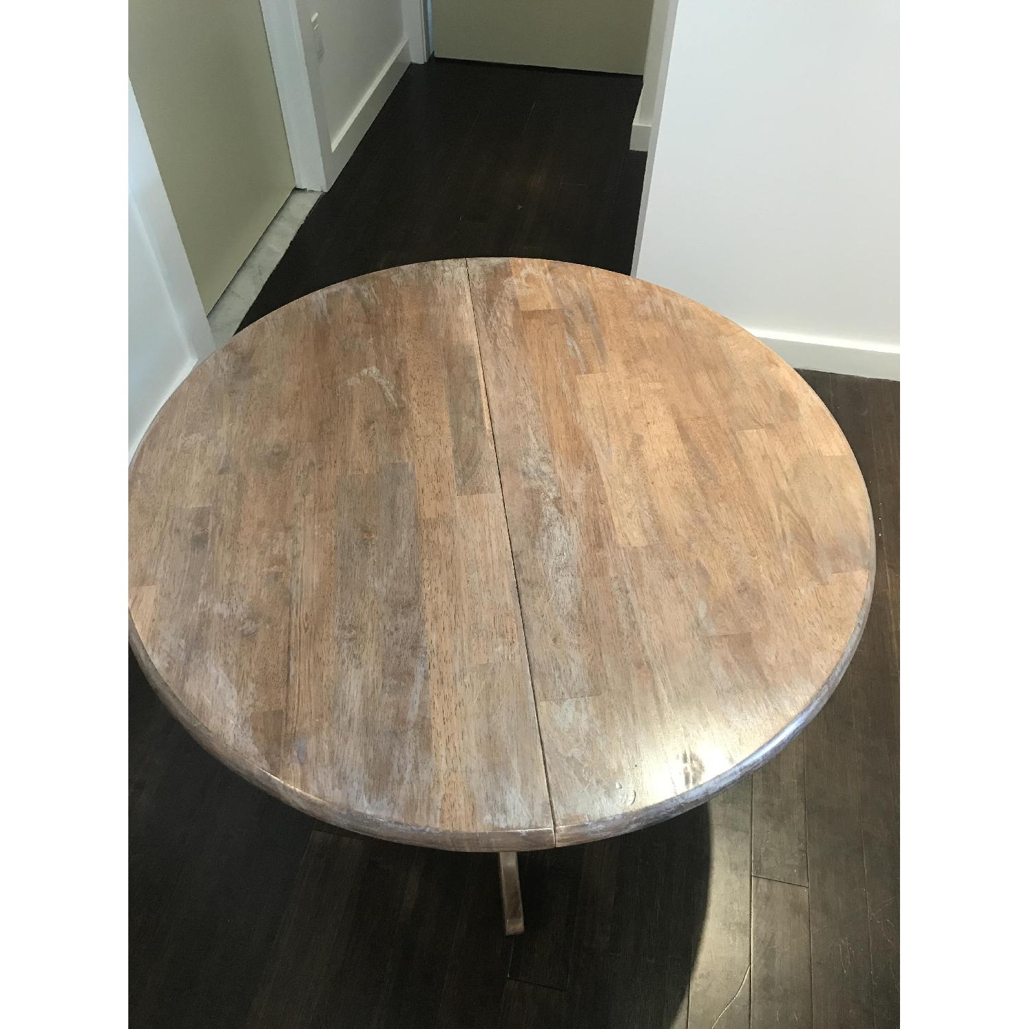 Distressed Wood Pedestal Table - image-3