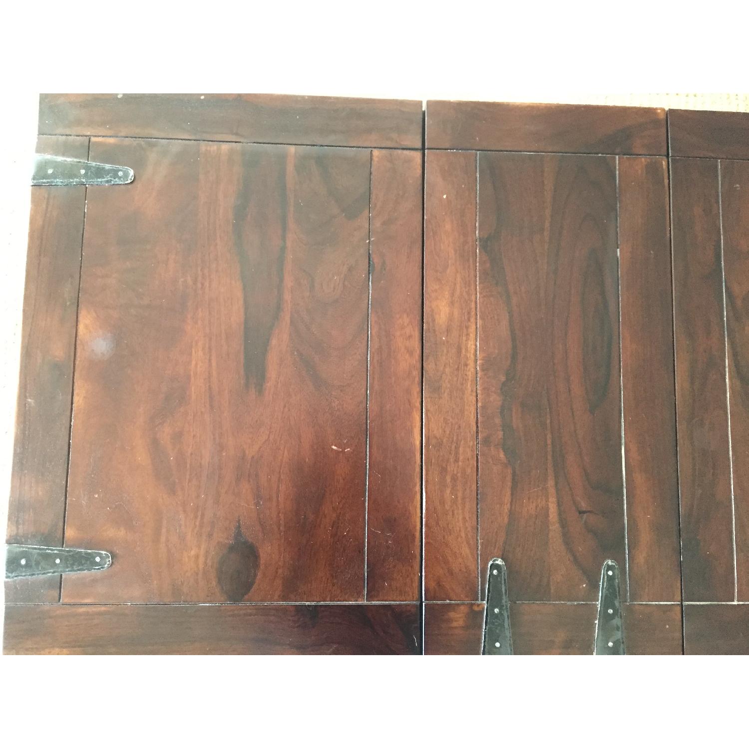 Crate & Barrel Wood Coffee Table w/ Wine Storage Space - image-4