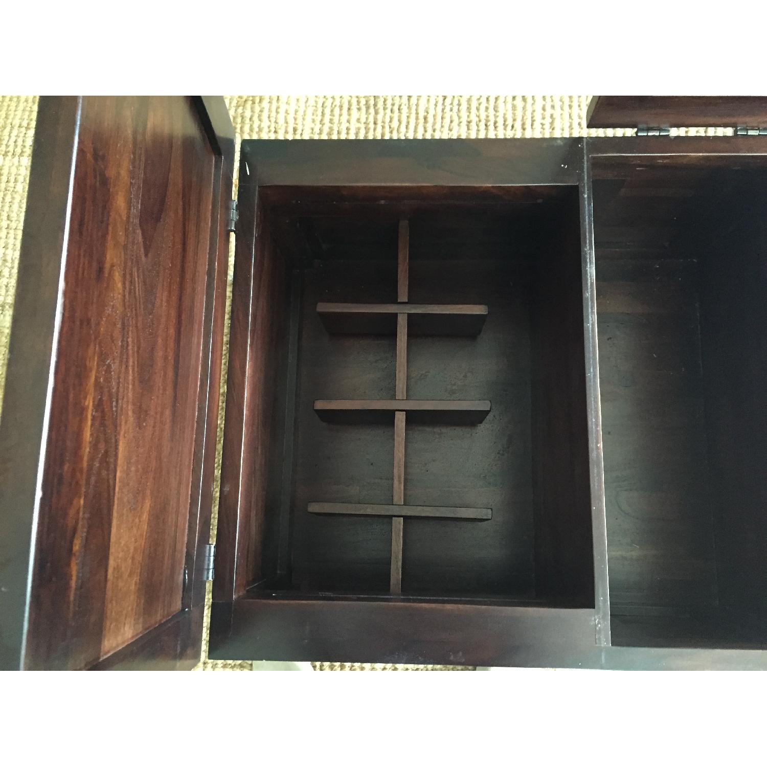 Crate & Barrel Wood Coffee Table w/ Wine Storage Space - image-6