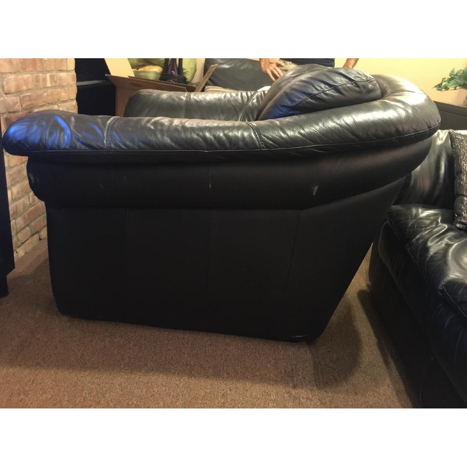 Bob's Black Leather Armchair w/ Ottoman - image-2