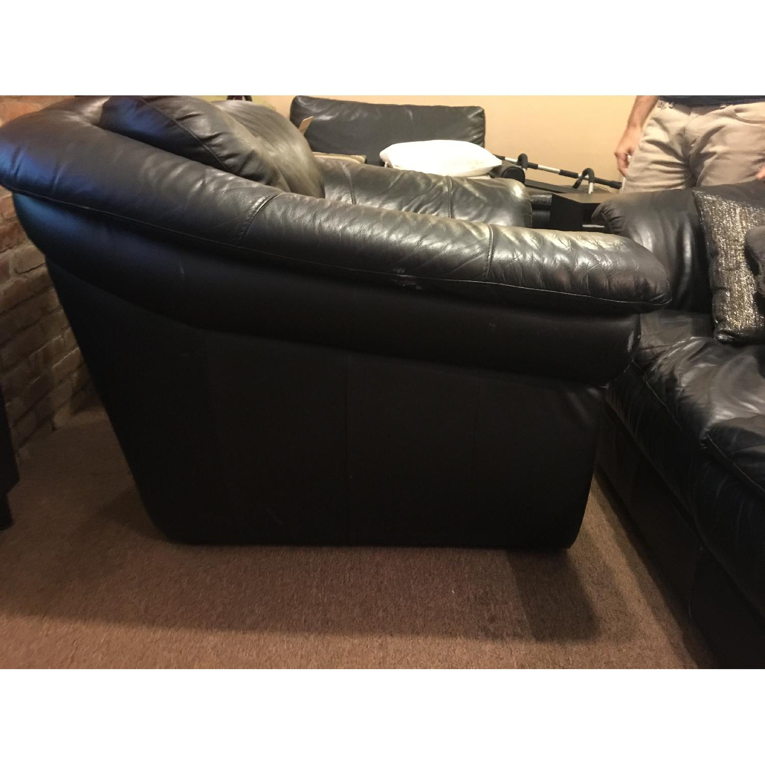 Bob's Black Leather Armchair w/ Ottoman - image-3