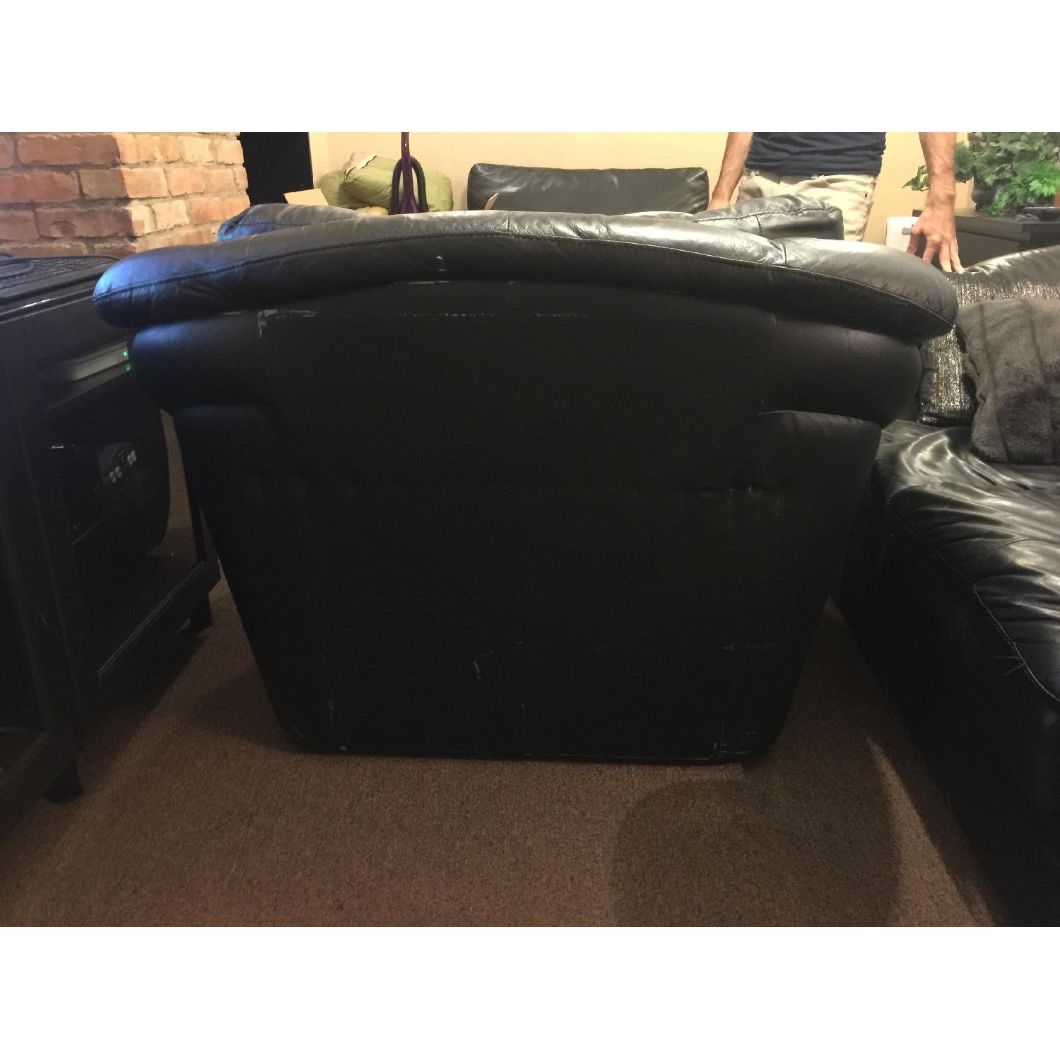 Bob's Black Leather Armchair w/ Ottoman - image-4