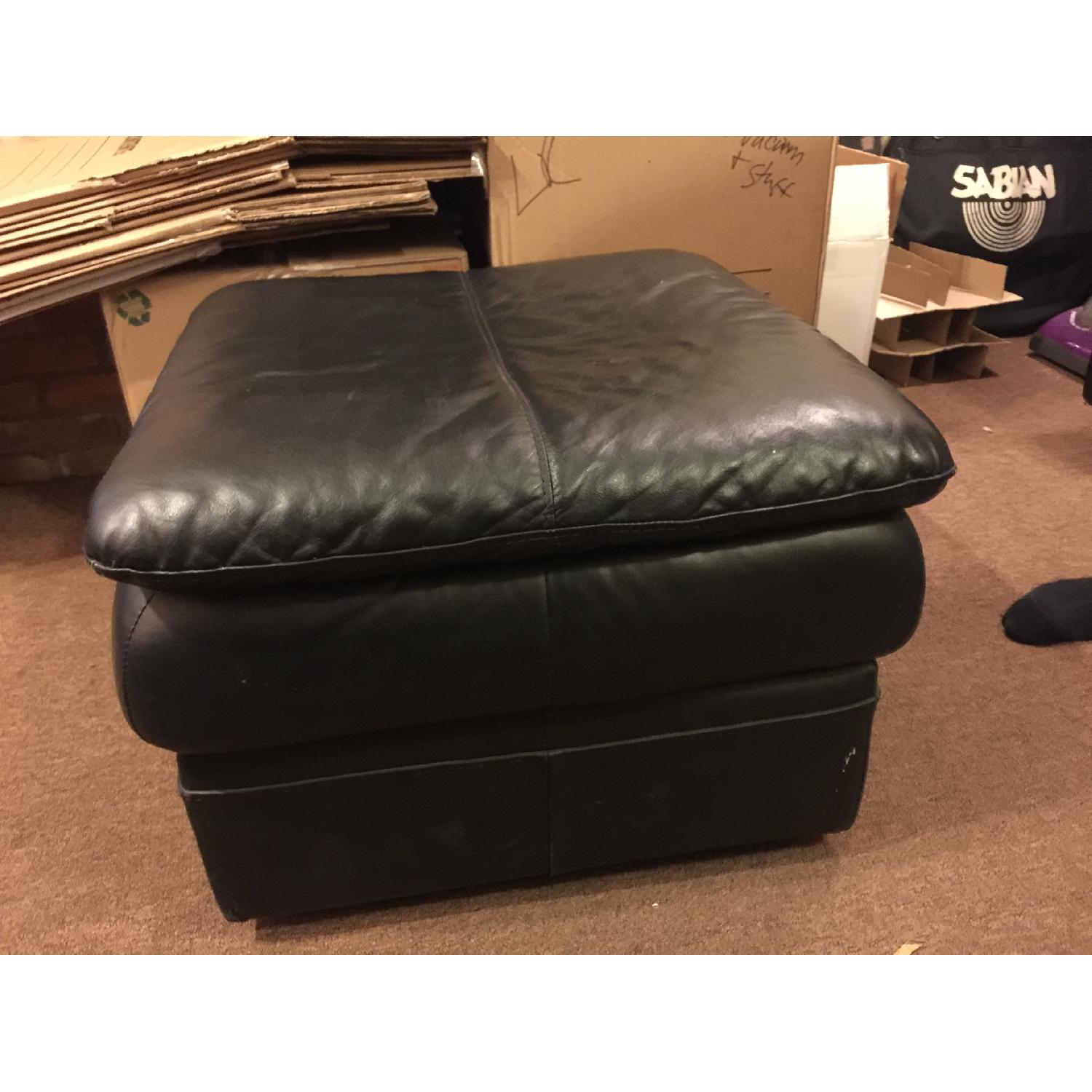 Bob's Black Leather Armchair w/ Ottoman - image-9