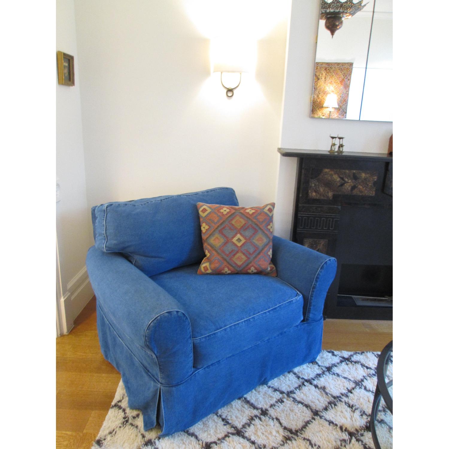 Cindy Crawford Home Denim Slip-Covered Armchair - image-1