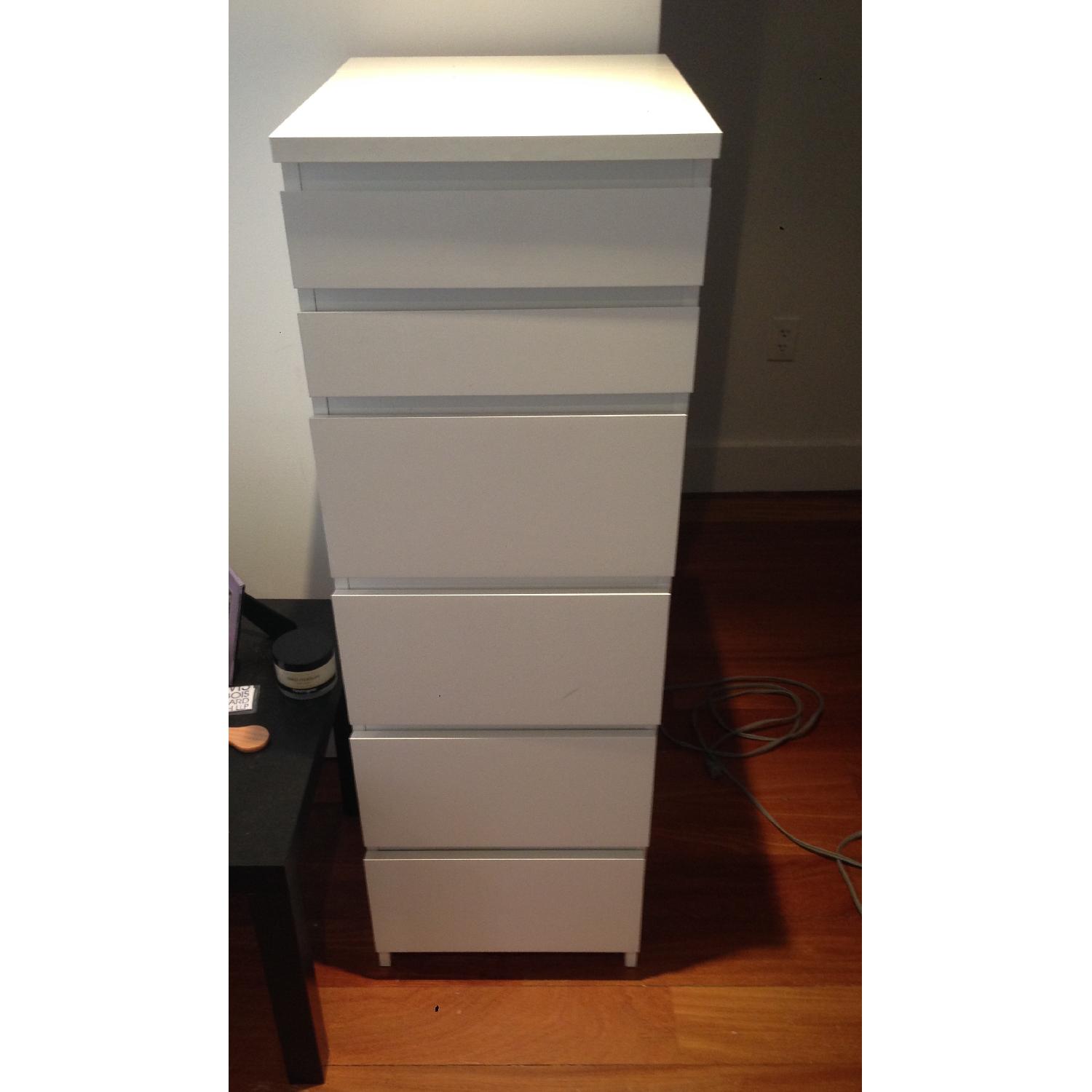 Ikea Malm 6 Drawer White Chest w/ Mirror AptDeco