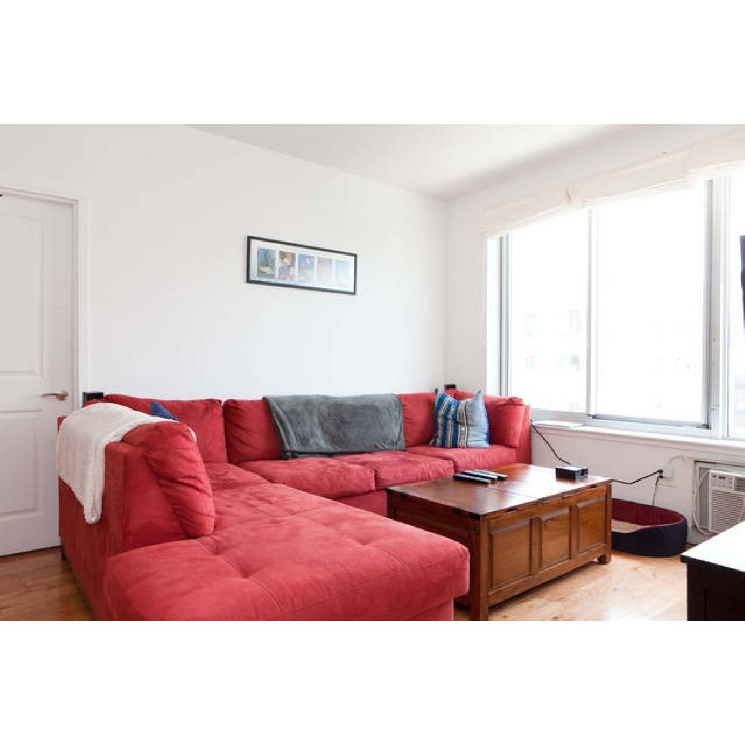 Red Microfiber L-Shaped Sectional - image-4