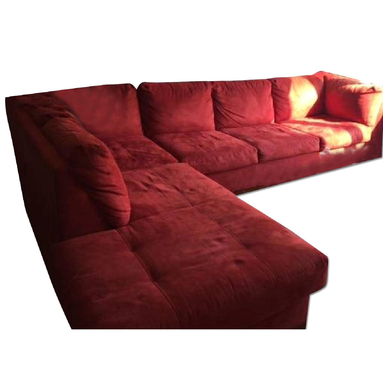 Red Microfiber L-Shaped Sectional - image-0