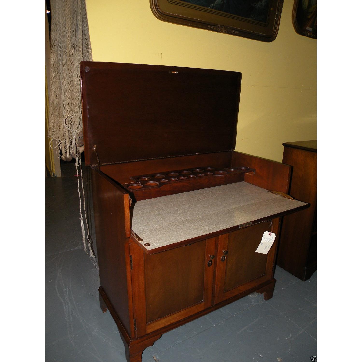 Vintage Mahogany Rolling Wine Bar Cabinet - image-1