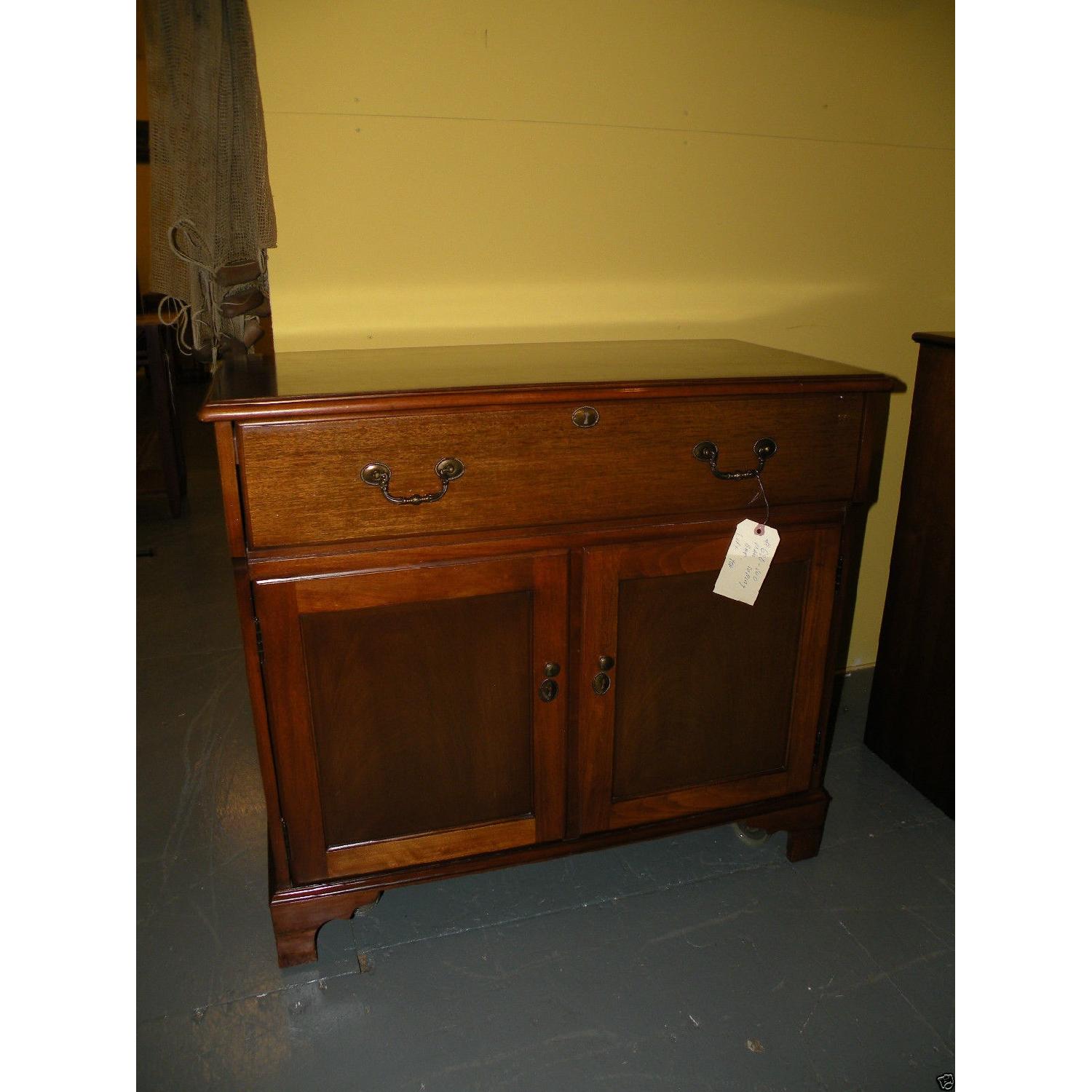 Vintage Mahogany Rolling Wine Bar Cabinet - image-5