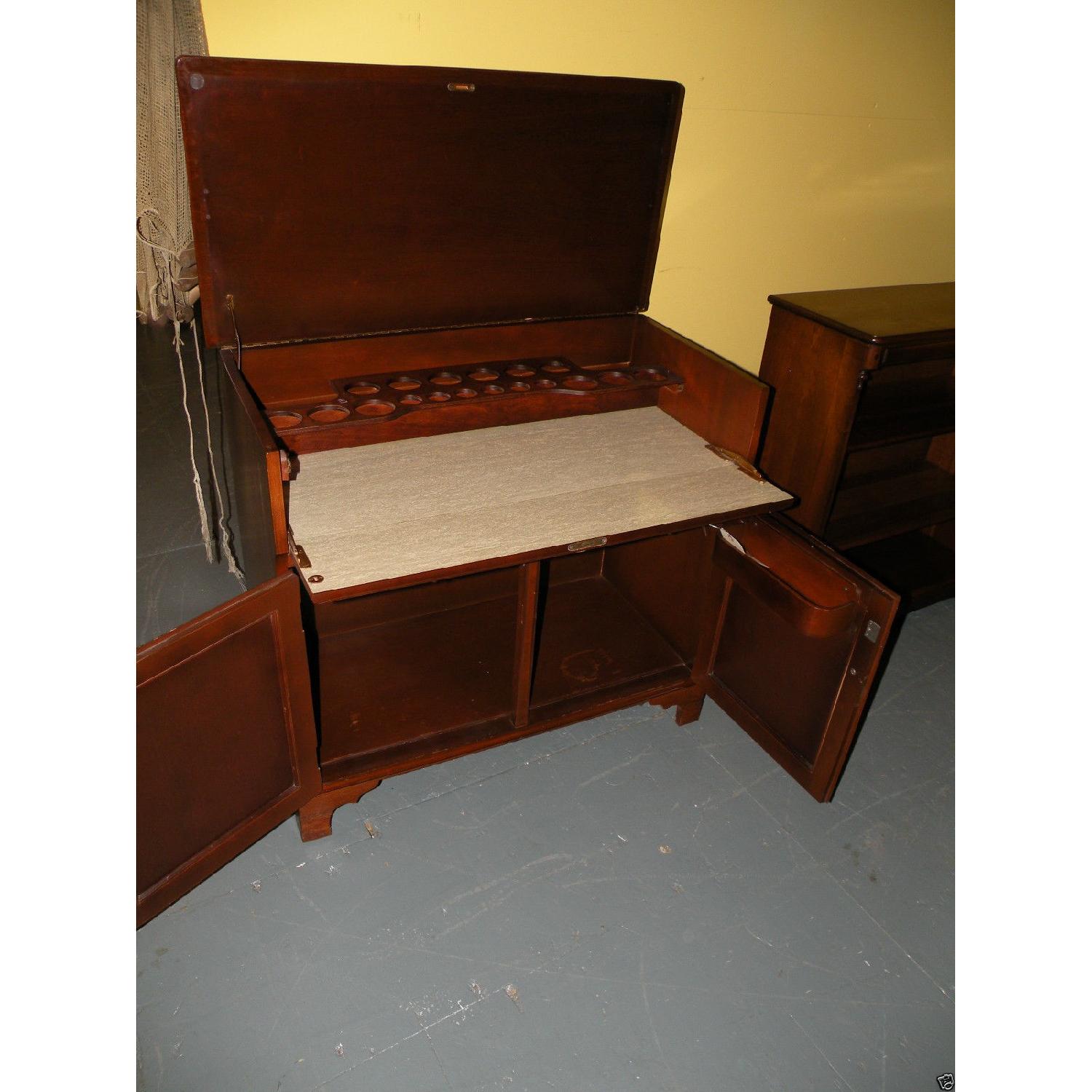 Vintage Mahogany Rolling Wine Bar Cabinet - image-6