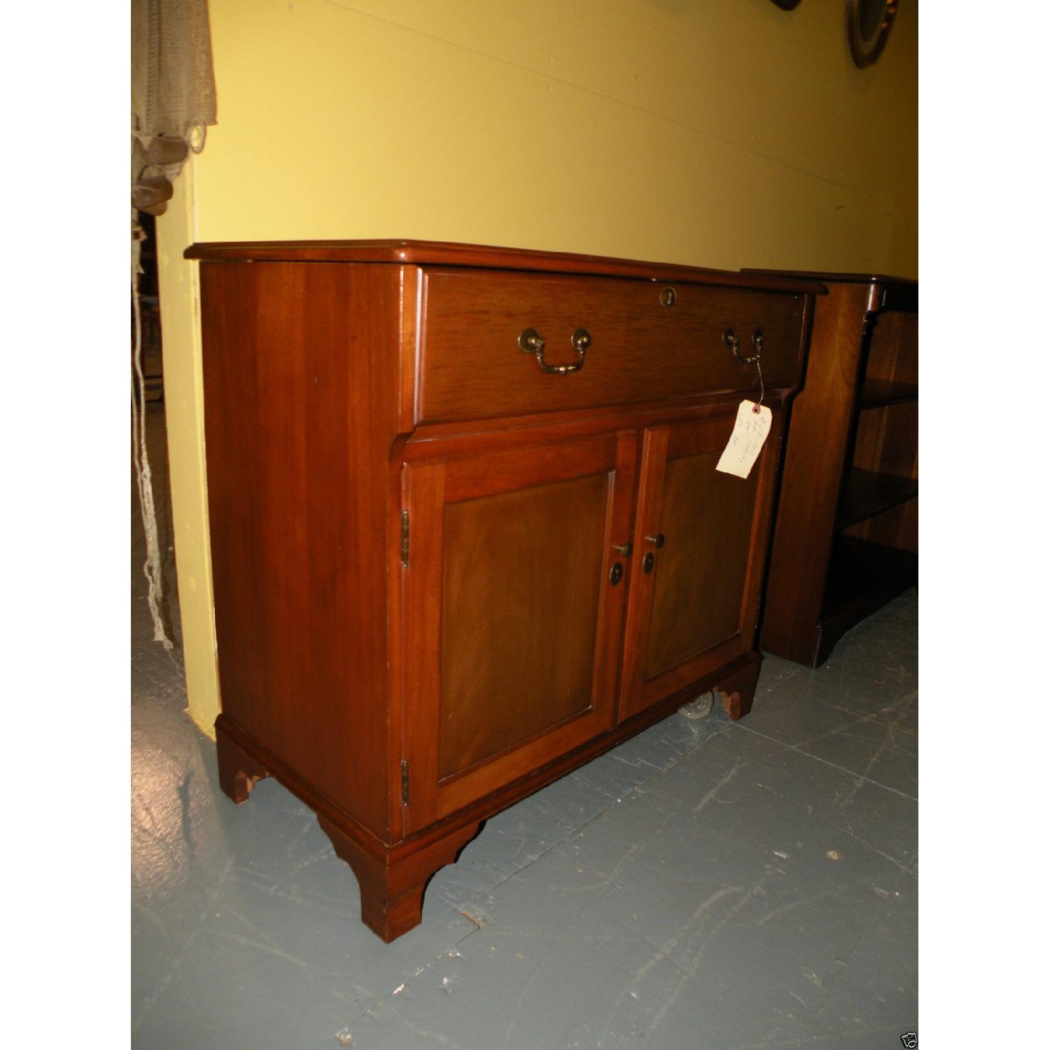 Vintage Mahogany Rolling Wine Bar Cabinet - image-7