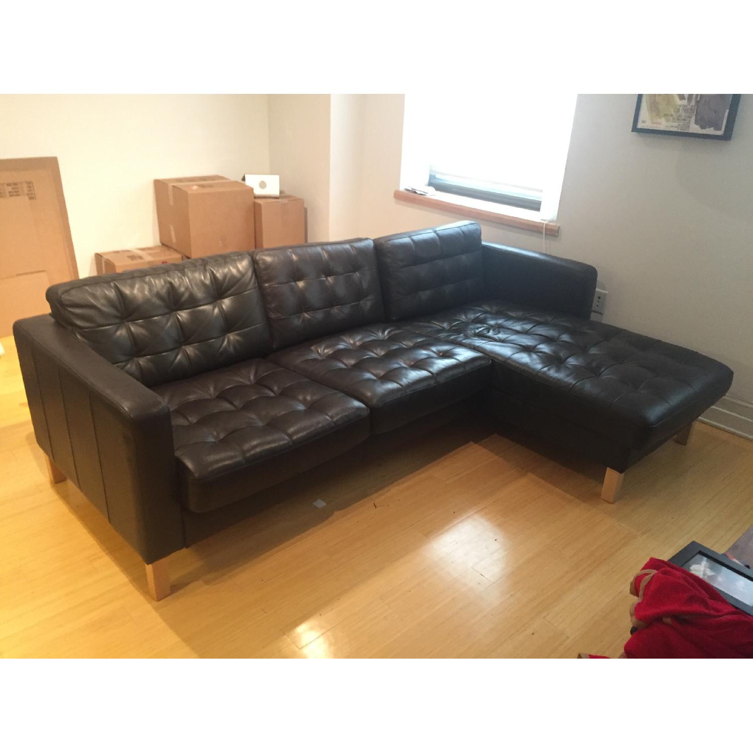 Ikea Karlstad Leather Sectional Sofa AptDeco