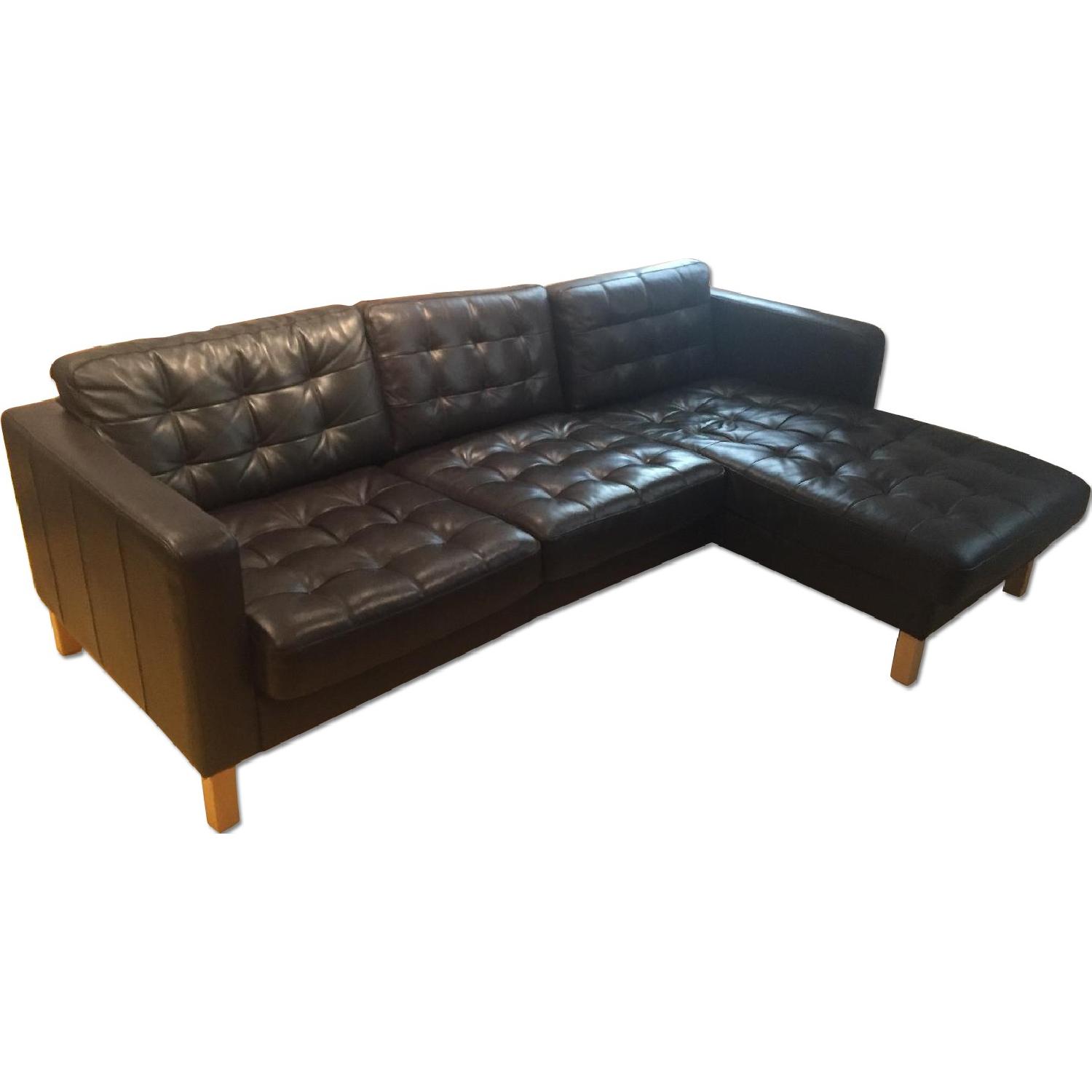 Ikea Karlstad Leather Sectional Sofa AptDeco
