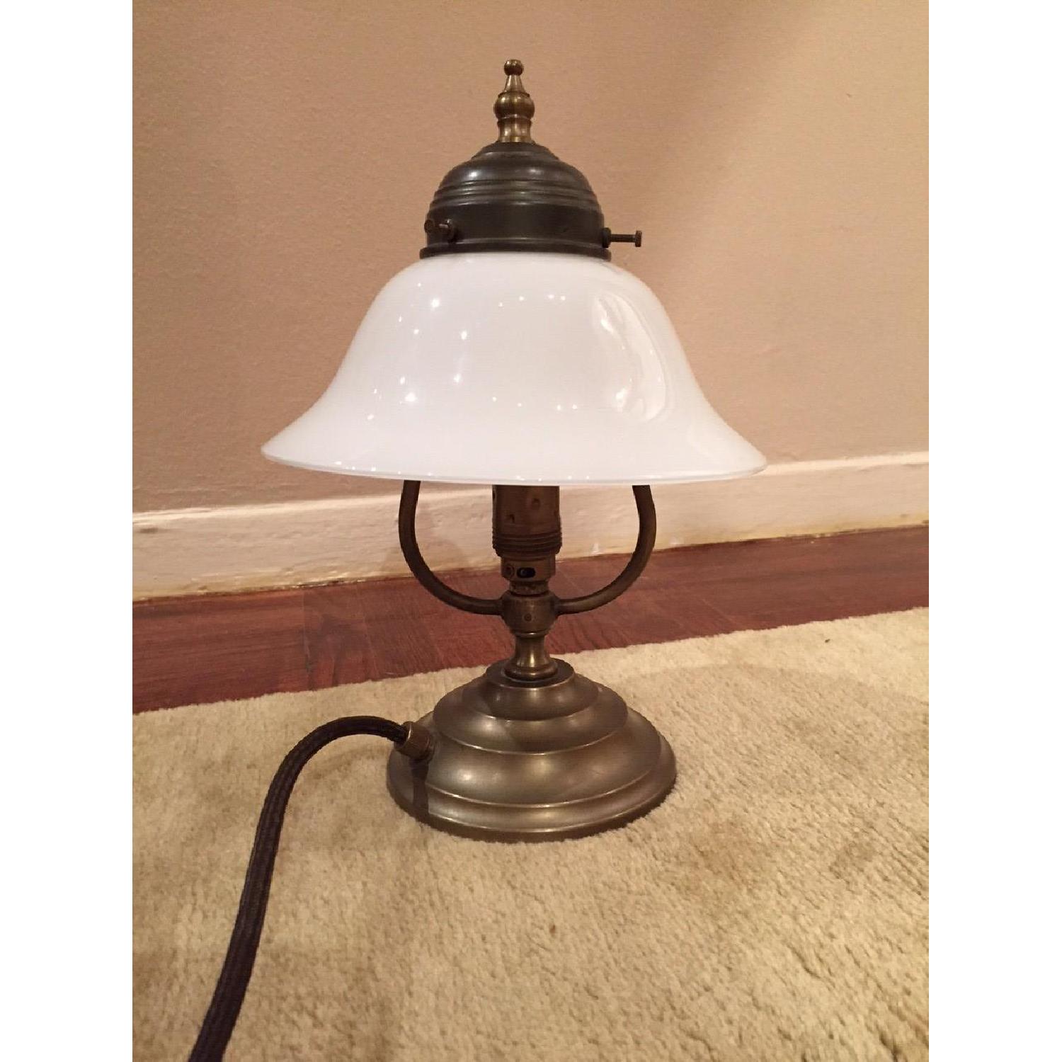 Antique Bronze Metal & Glass Table Lamp - image-1