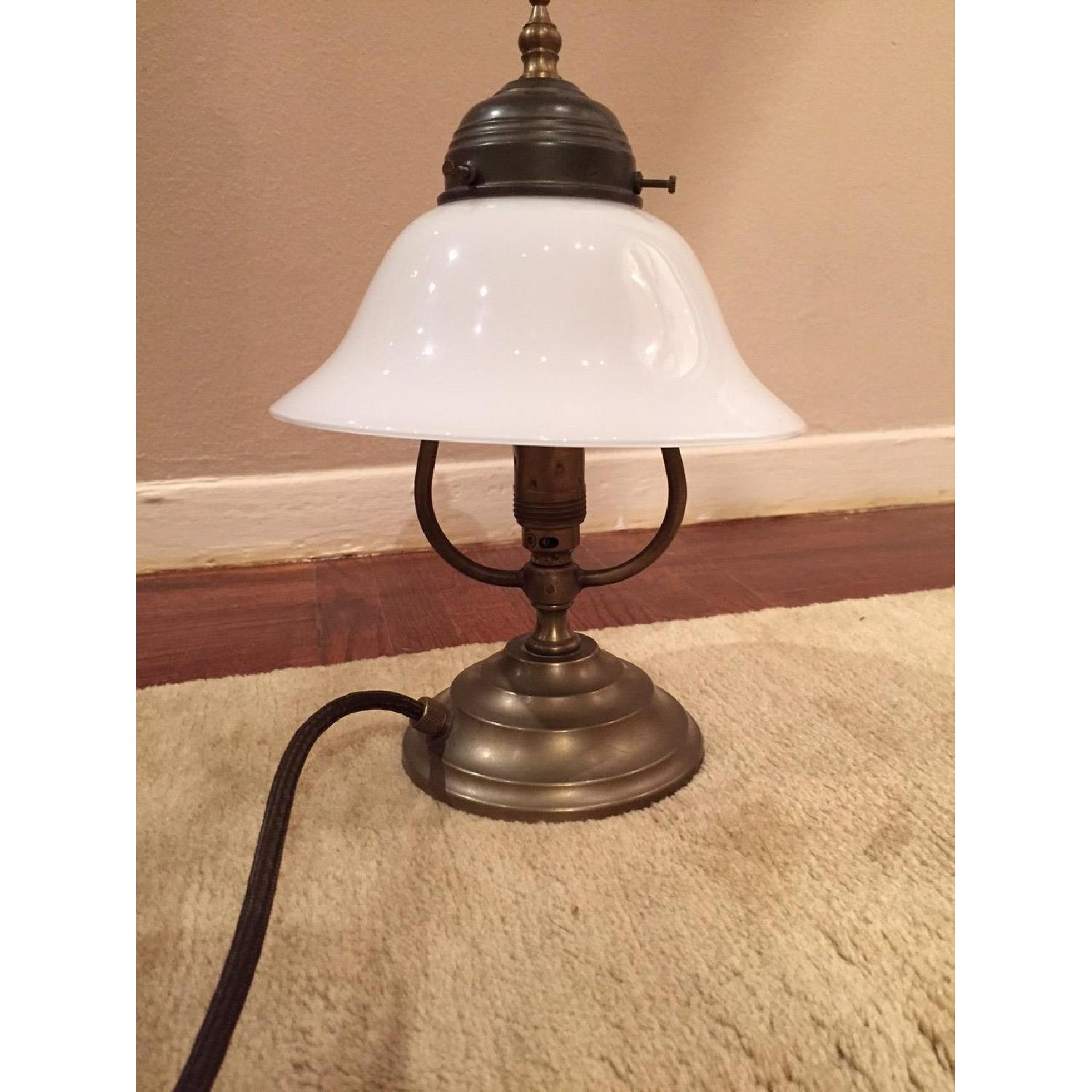 Antique Bronze Metal & Glass Table Lamp - image-2